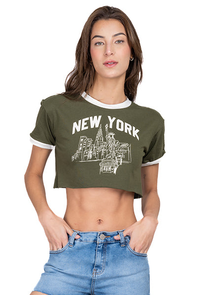 CROP New York shirt Olive Combo