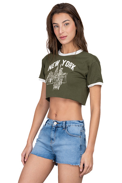 CROP New York shirt Olive Combo