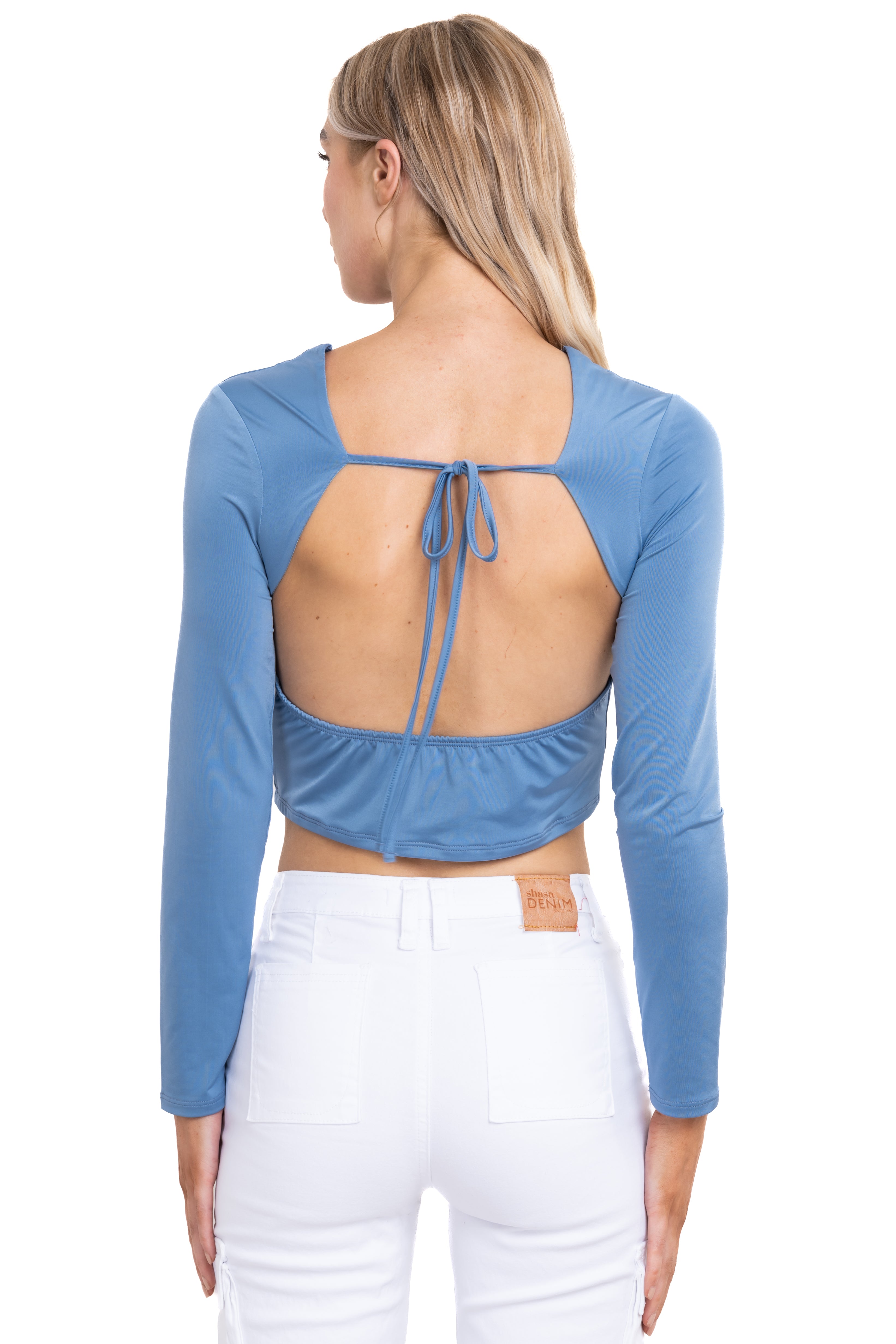 Top long sleeve open BLUE