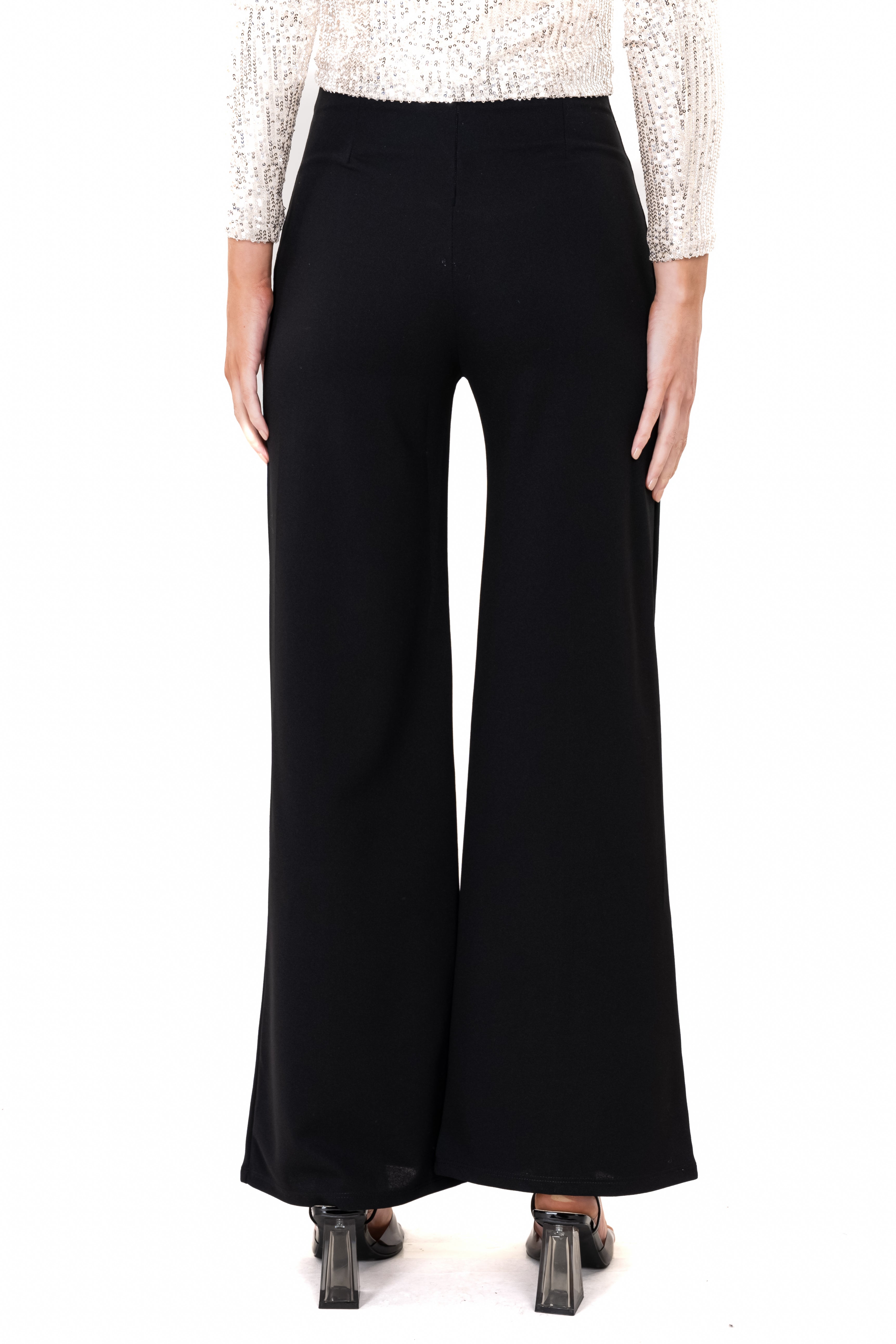 Pantalón wide leg costura frontal NEGRO