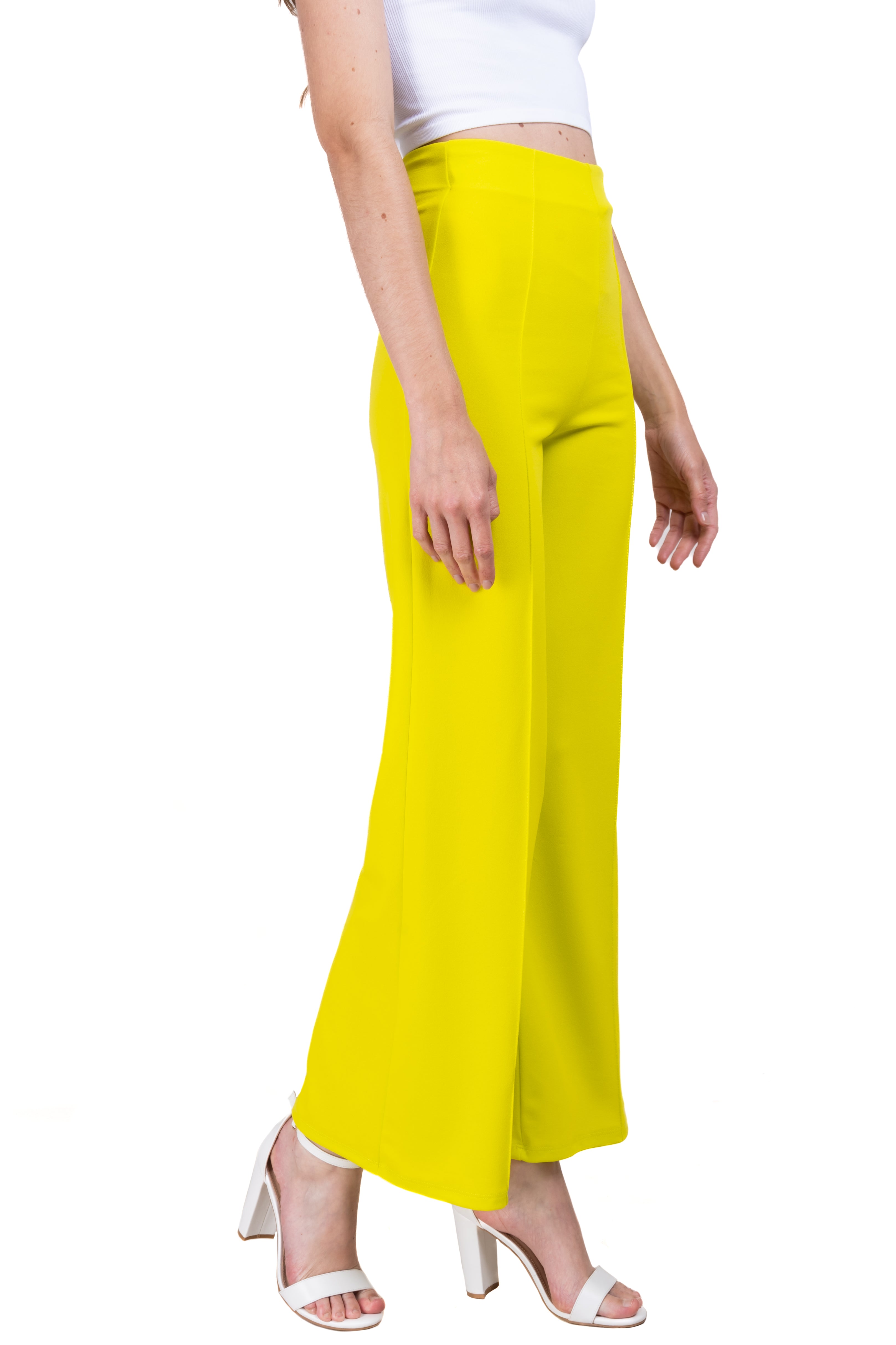 Pantalón wide leg costura frontal VERDE MANZANA