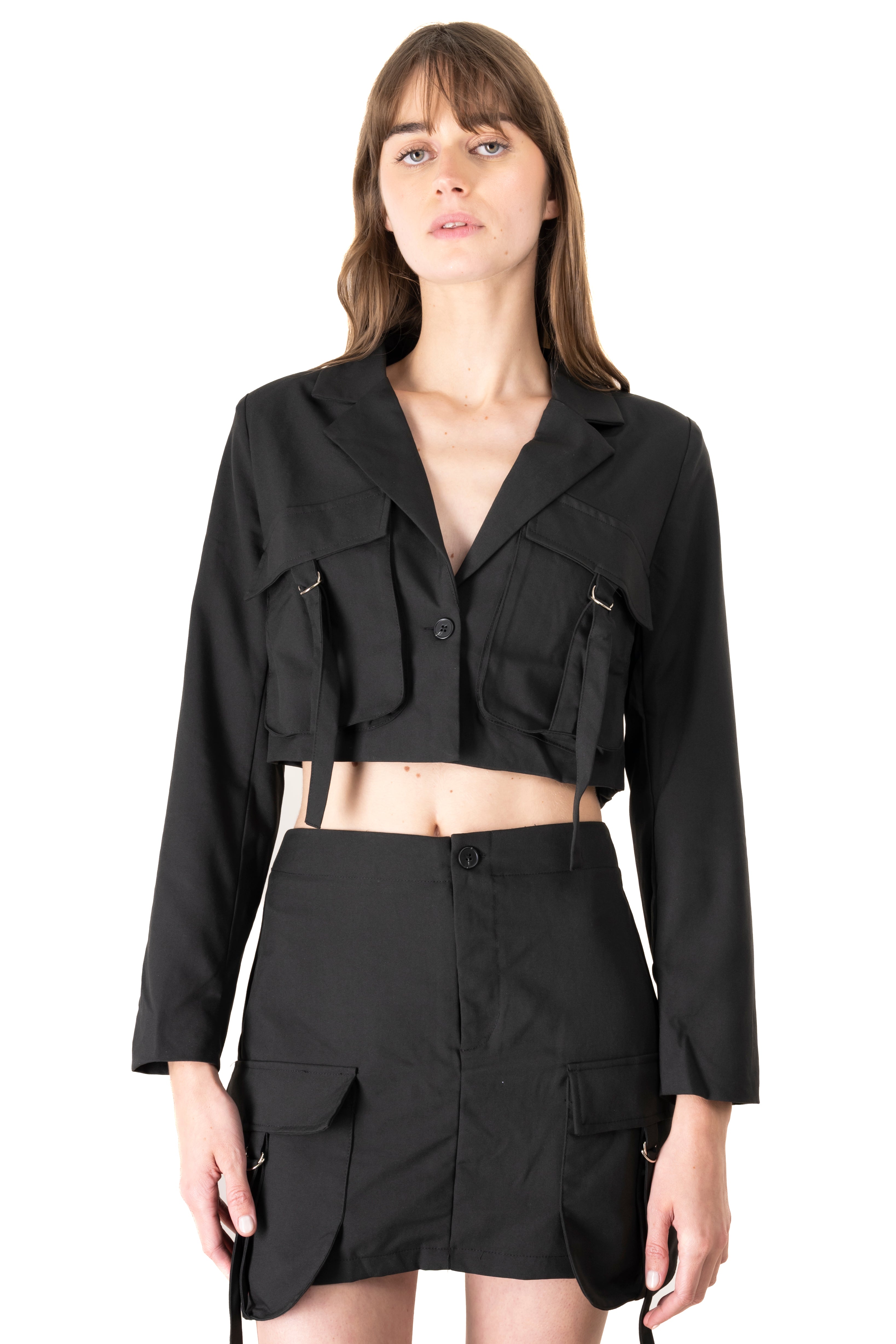 Saco crop bolsos cargo NEGRO