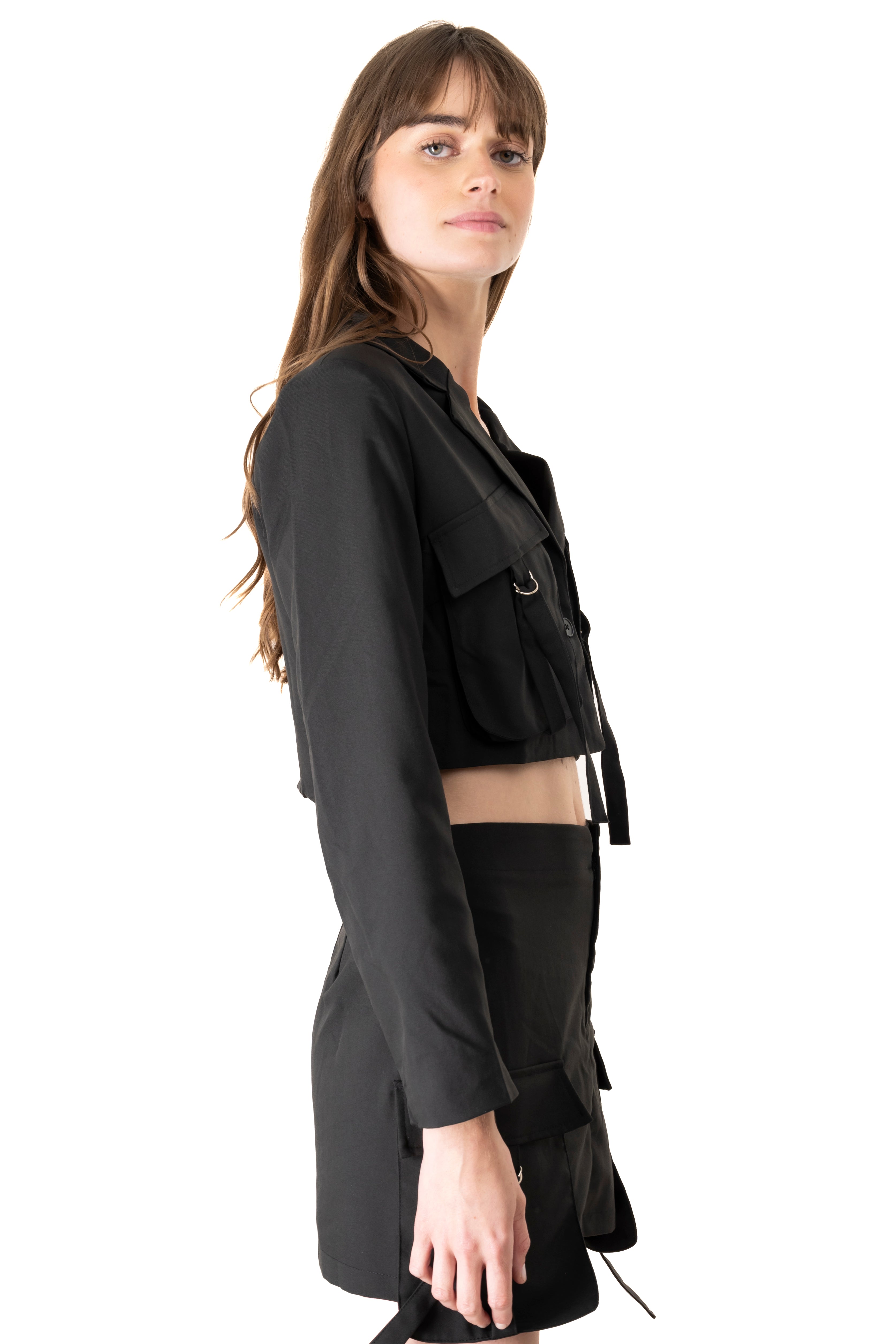 Saco crop bolsos cargo NEGRO