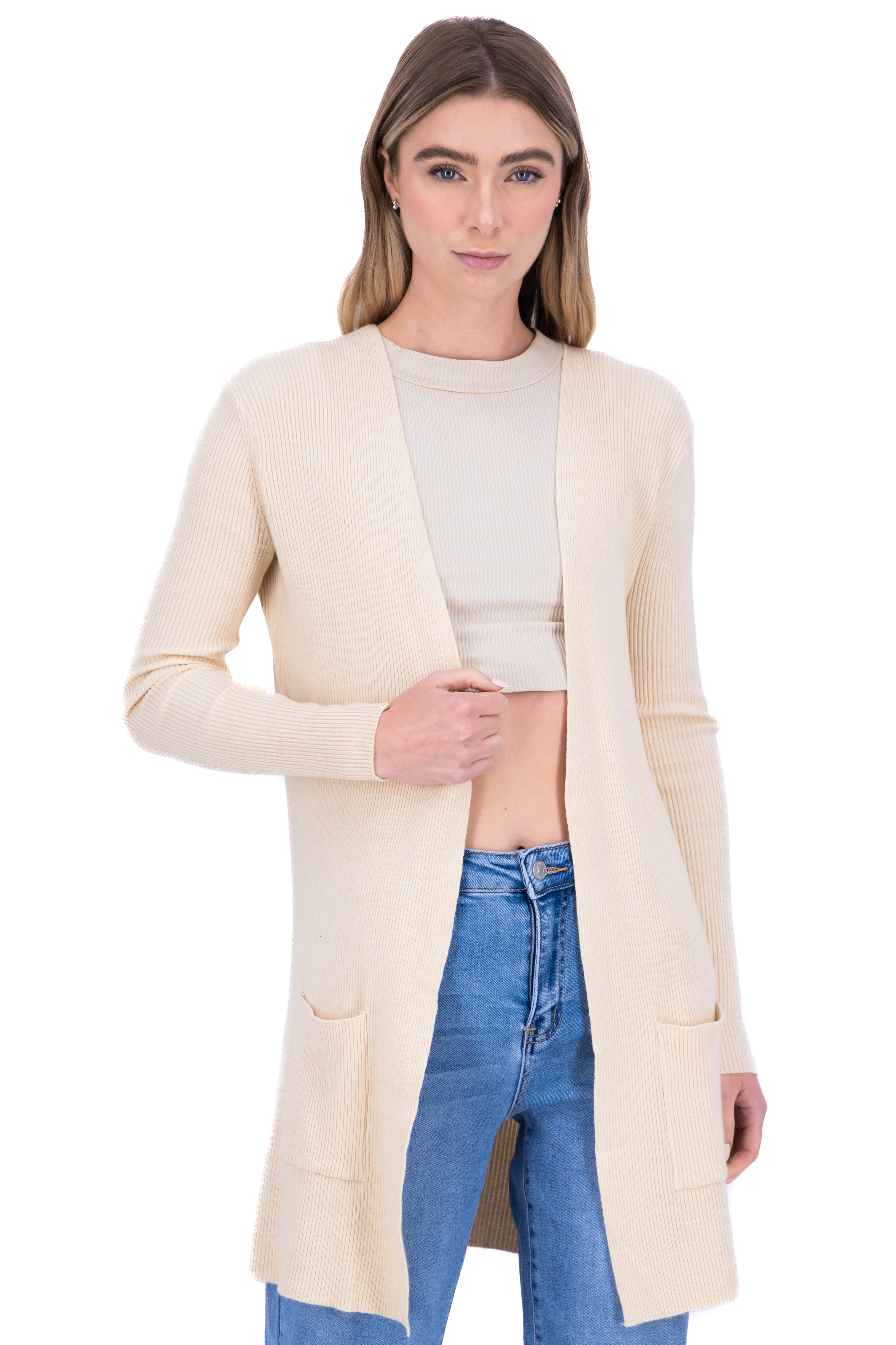 Cardigan Long Front Pockets BONE