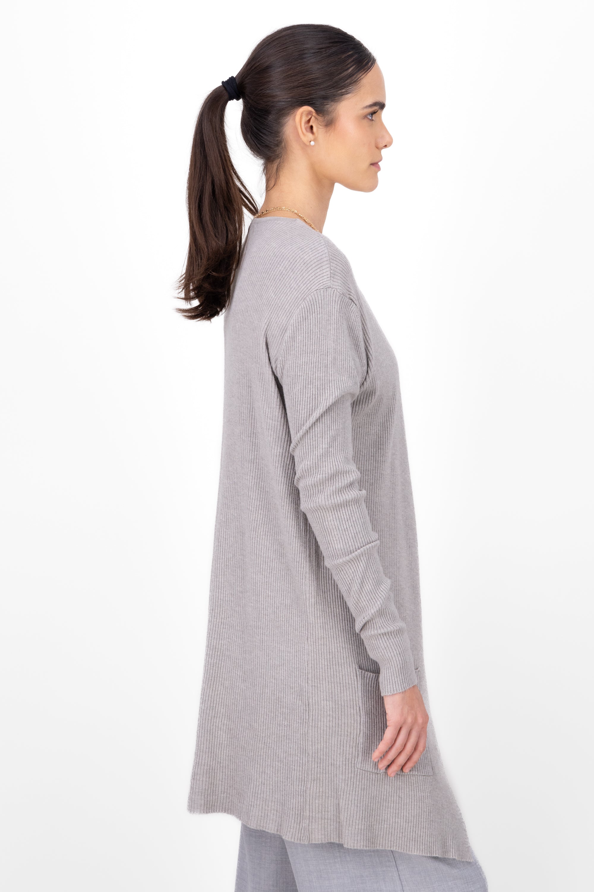 Cardigan Long Front Pockets GREY