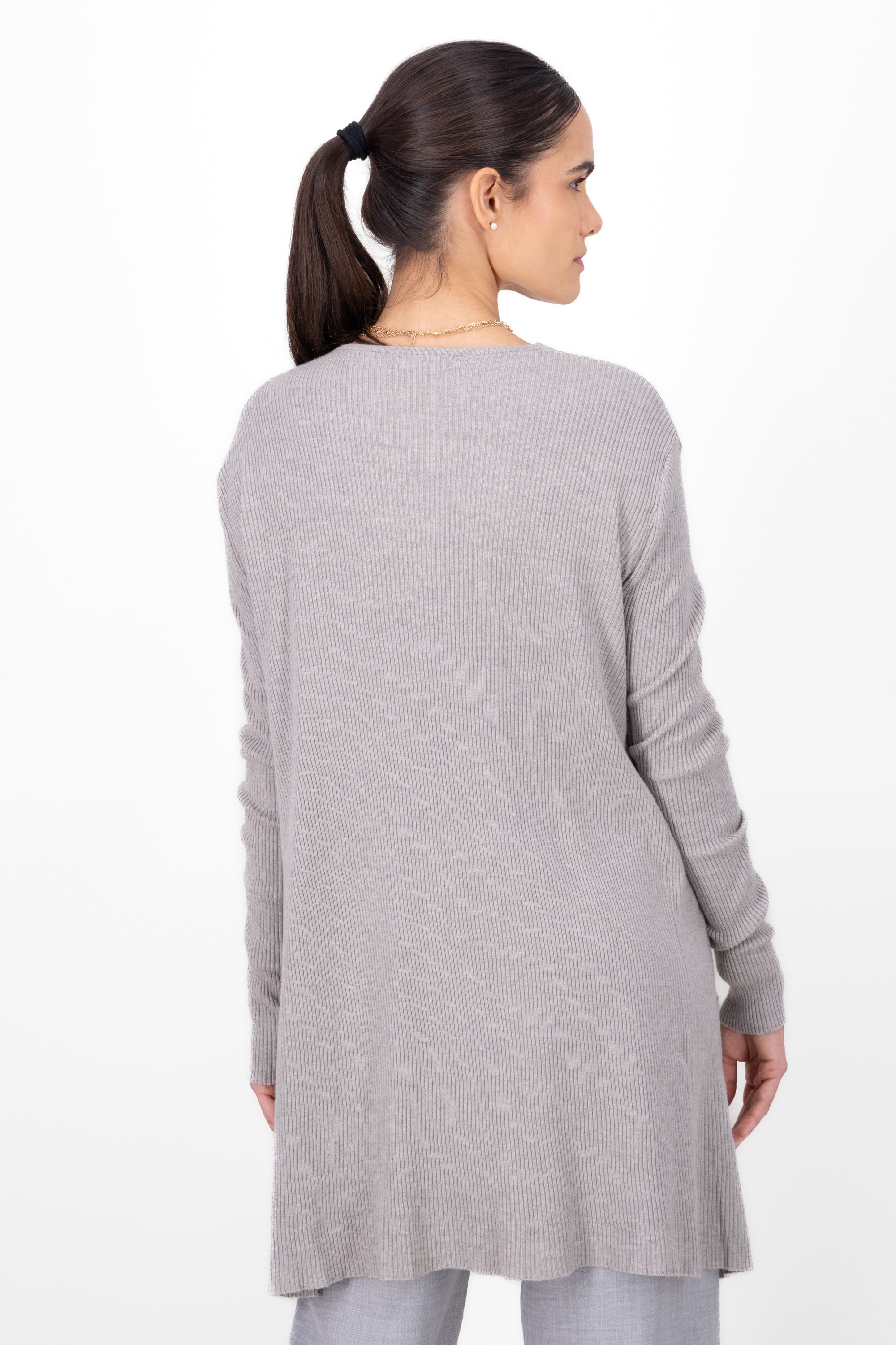 Cardigan Long Front Pockets GREY