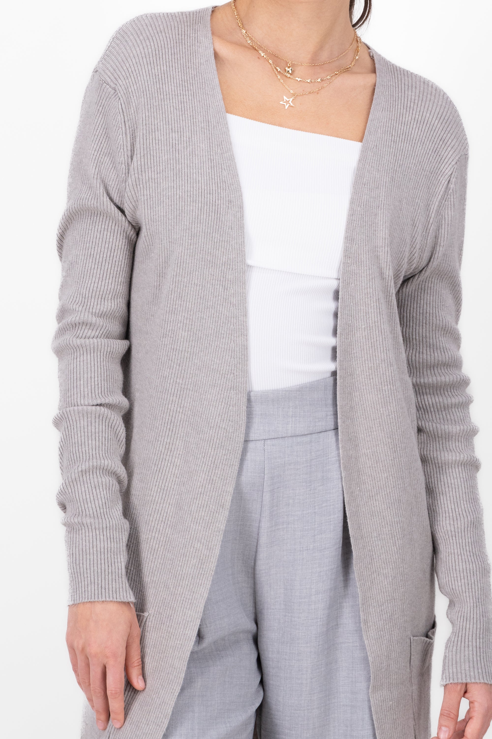 Cardigan Long Front Pockets GREY