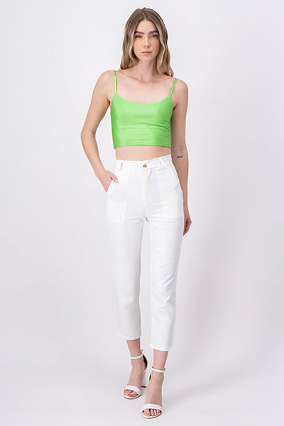 High waist pants bags WHITE