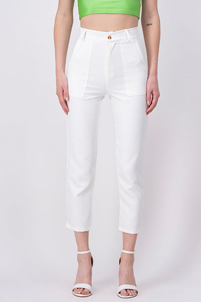 High waist pants bags WHITE