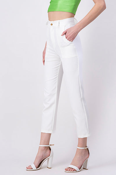 High waist pants bags WHITE