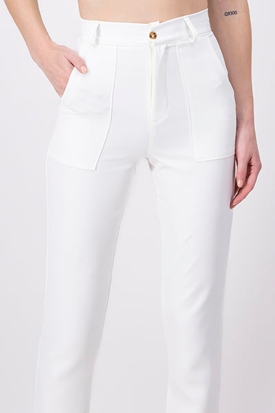 High waist pants bags WHITE