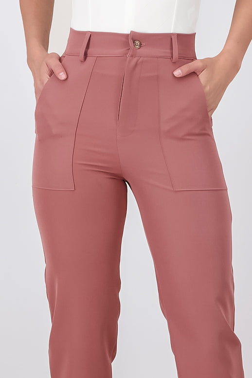 Pantalón Cintura Alta Bolsas BLUSH
