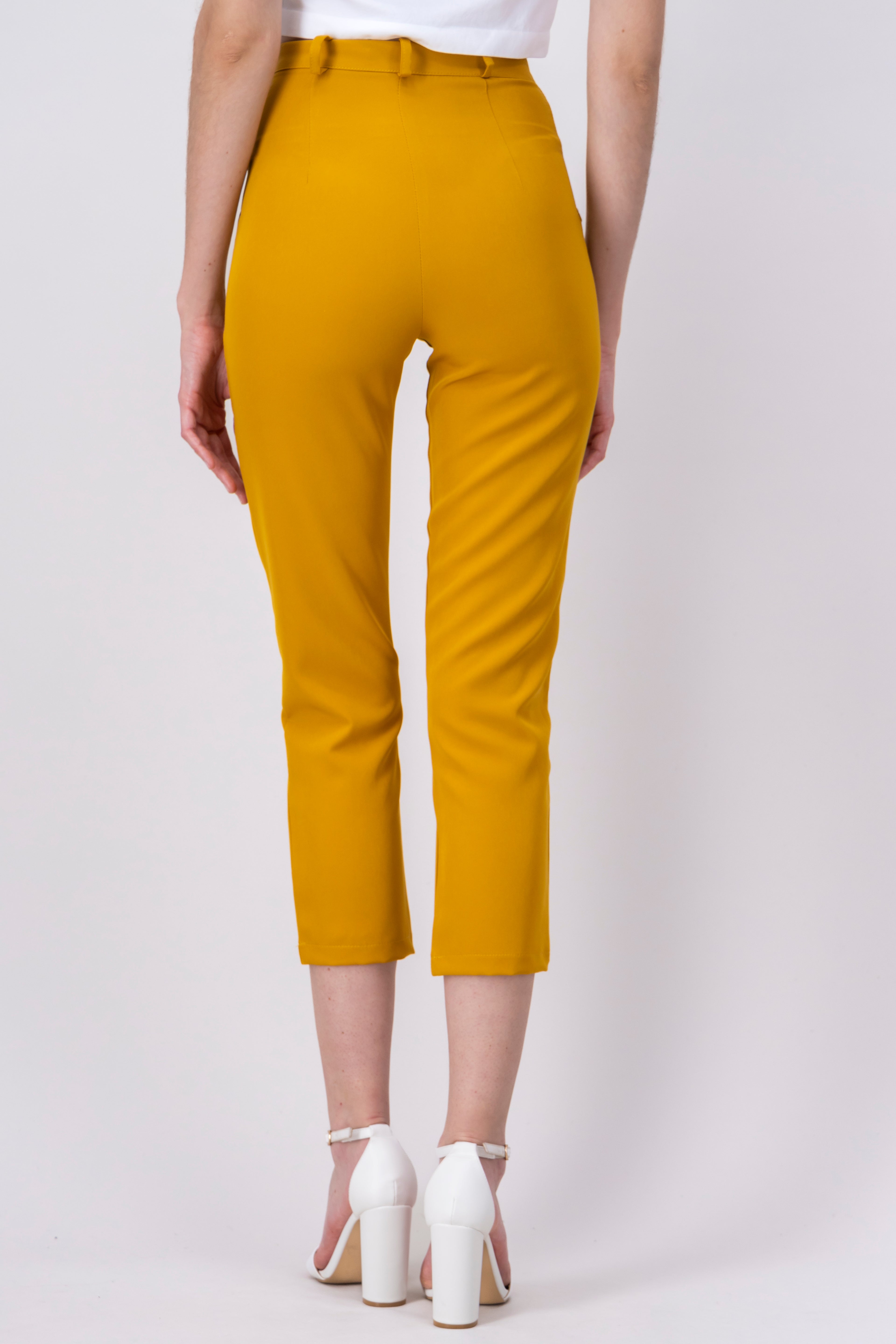 High waist pants bags Dark yellow