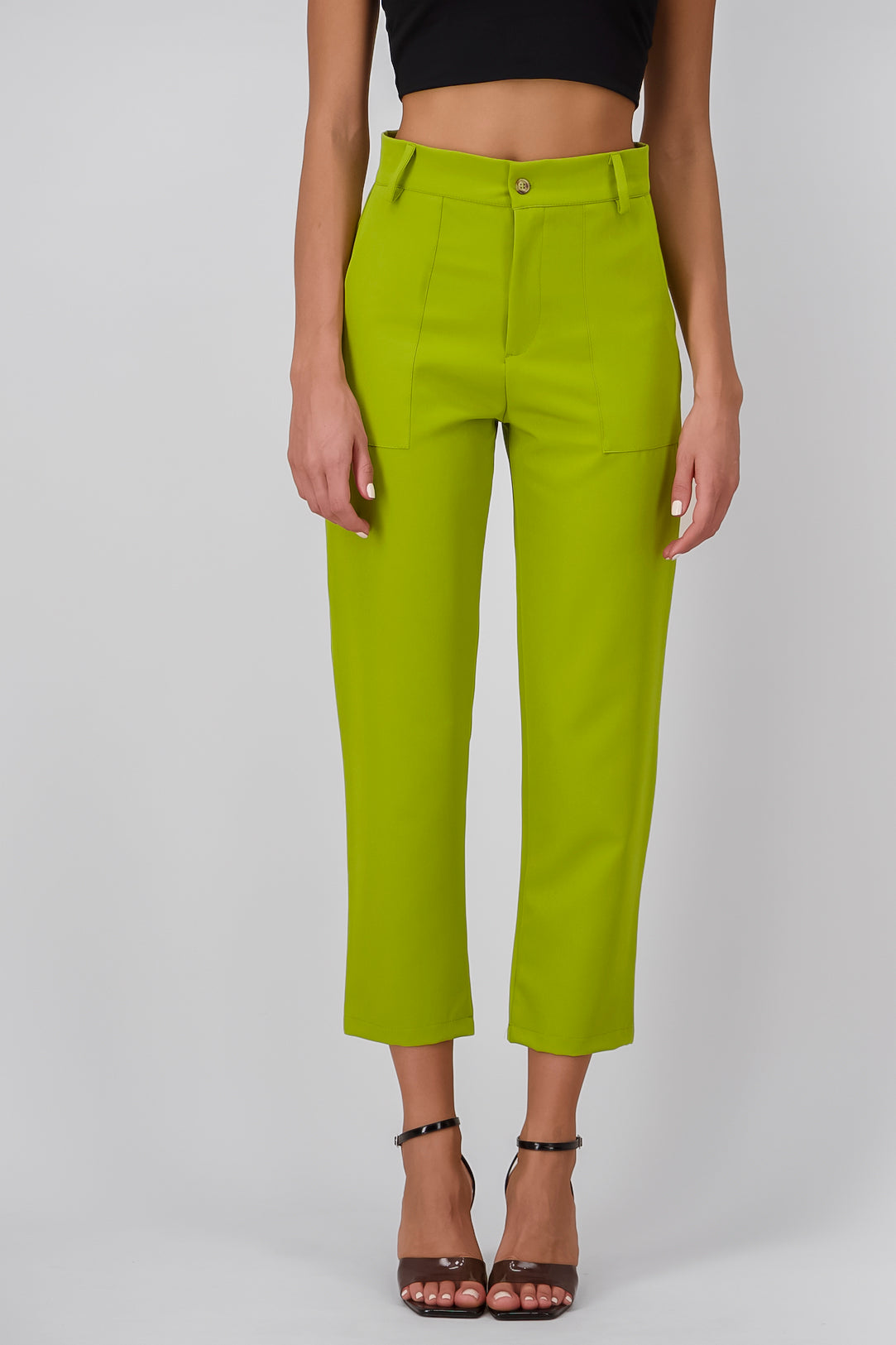 High waist pants bags Bright green