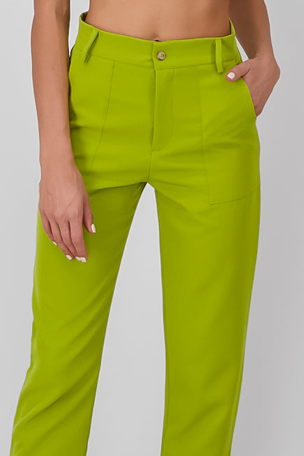 High waist pants bags Bright green