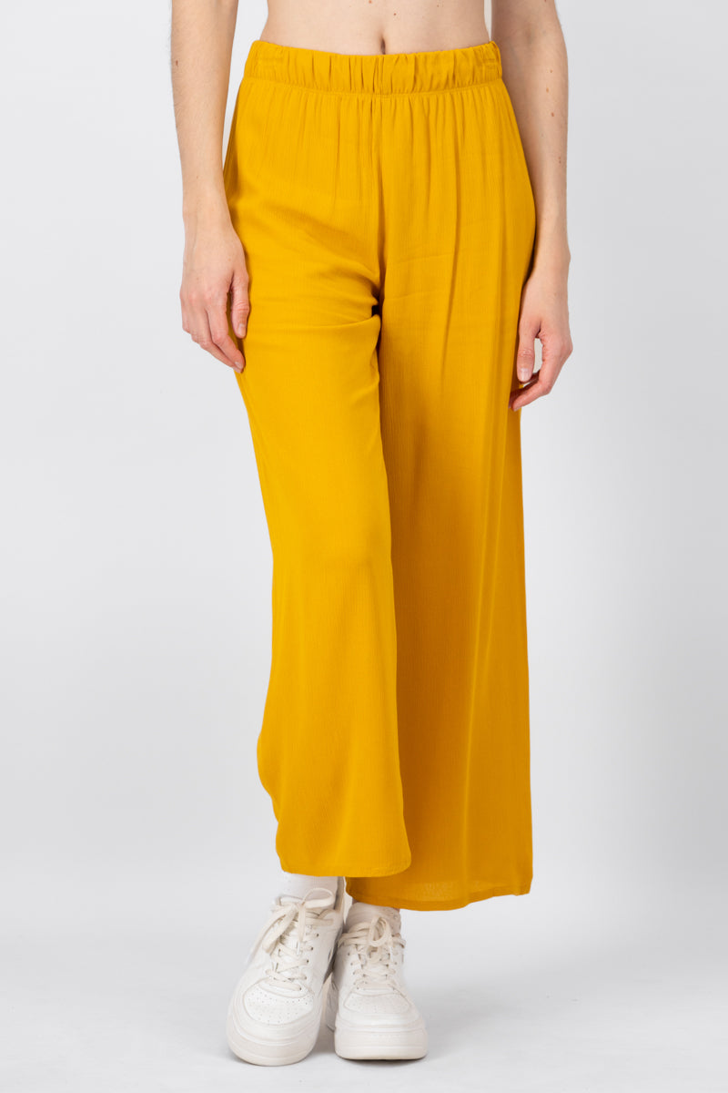 Pantalón Wide Leg Cintura Elástico MOSTAZA