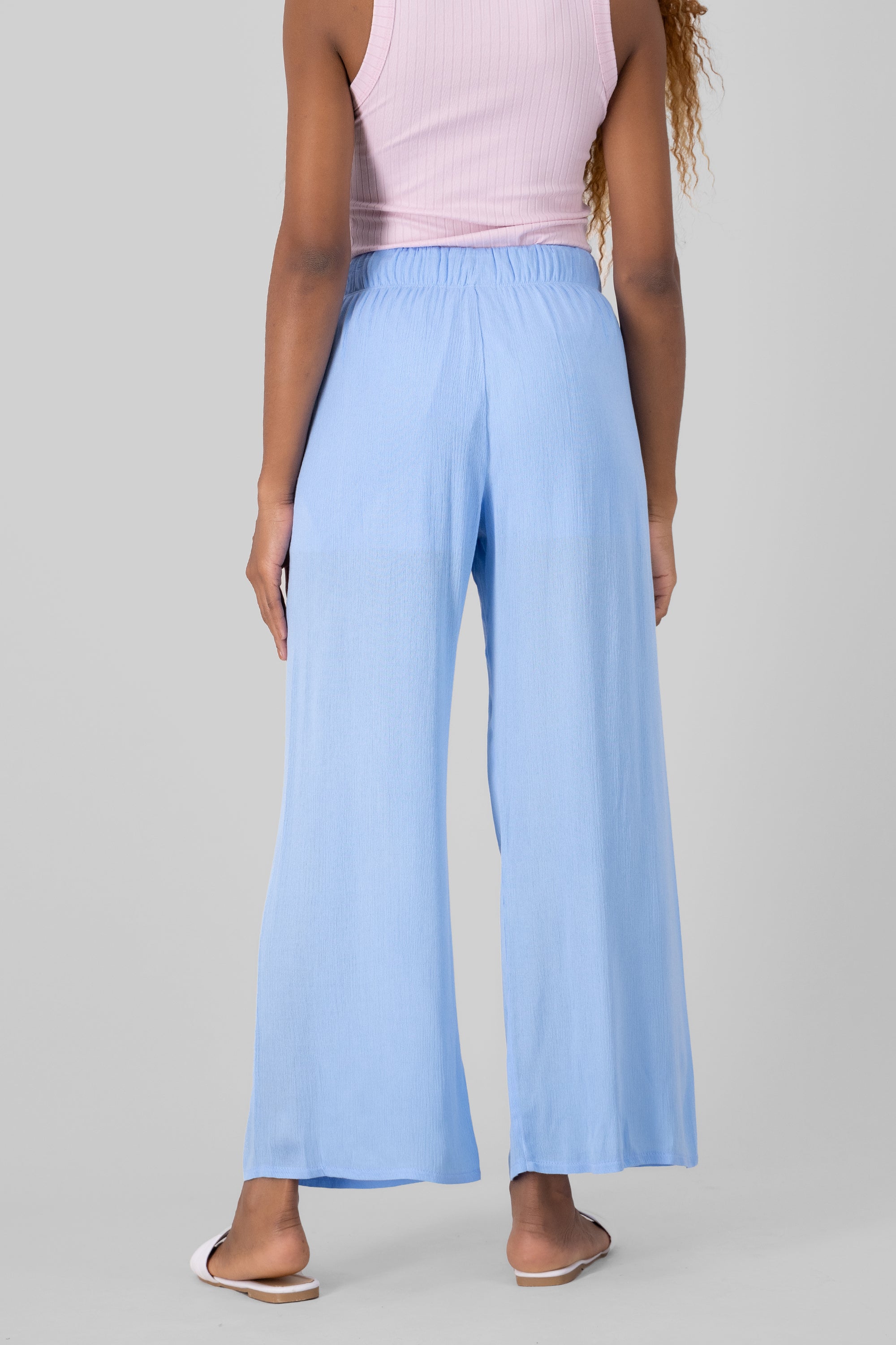 Pantalón Wide Leg Cintura Elástico AZUL PASTEL