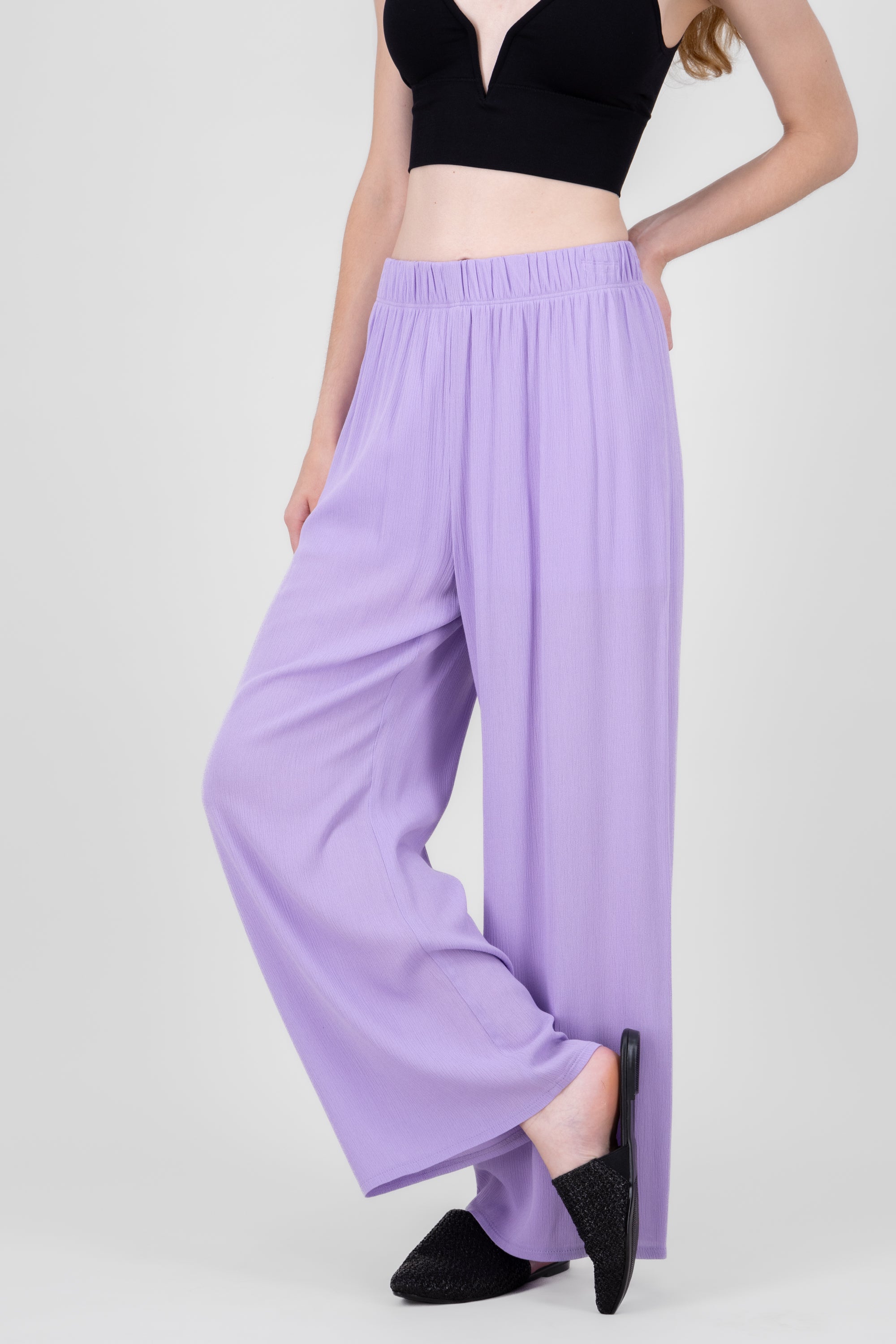 Pantalón Wide Leg Cintura Elástico LILA