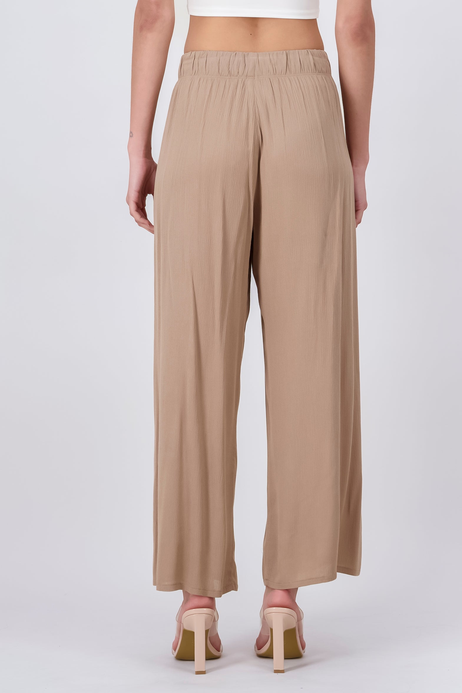 Pantalón Wide Leg Cintura Elástico CAFE