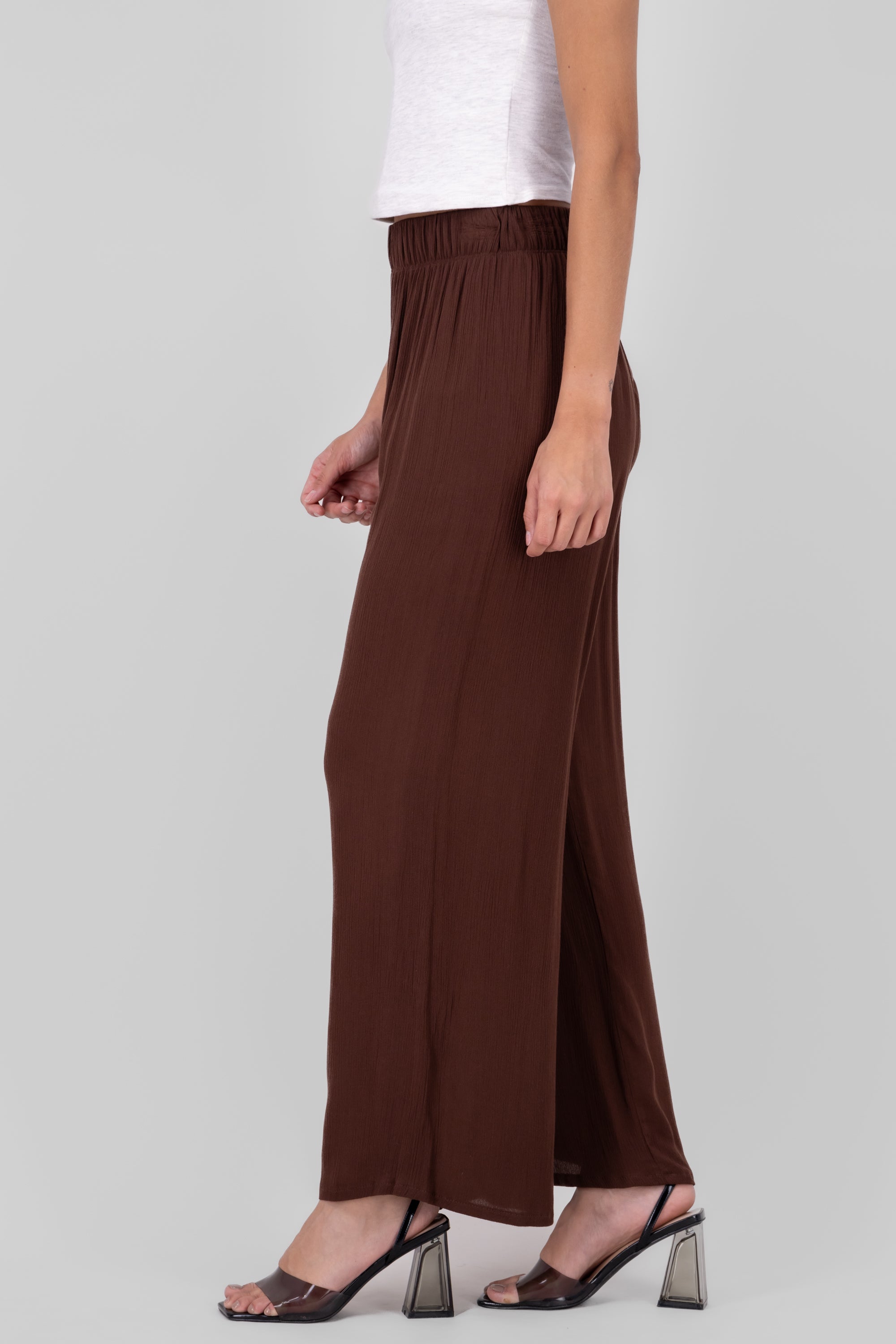 Pantalón Wide Leg Cintura Elástico CHOCOLATE