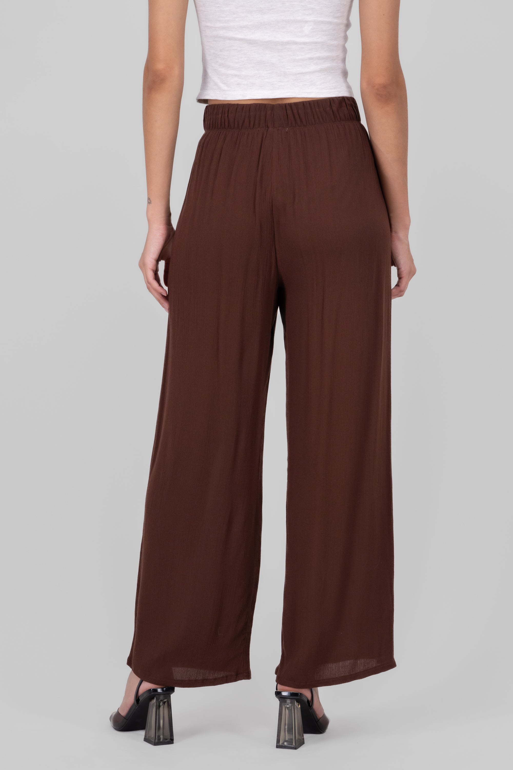 Pantalón Wide Leg Cintura Elástico CHOCOLATE