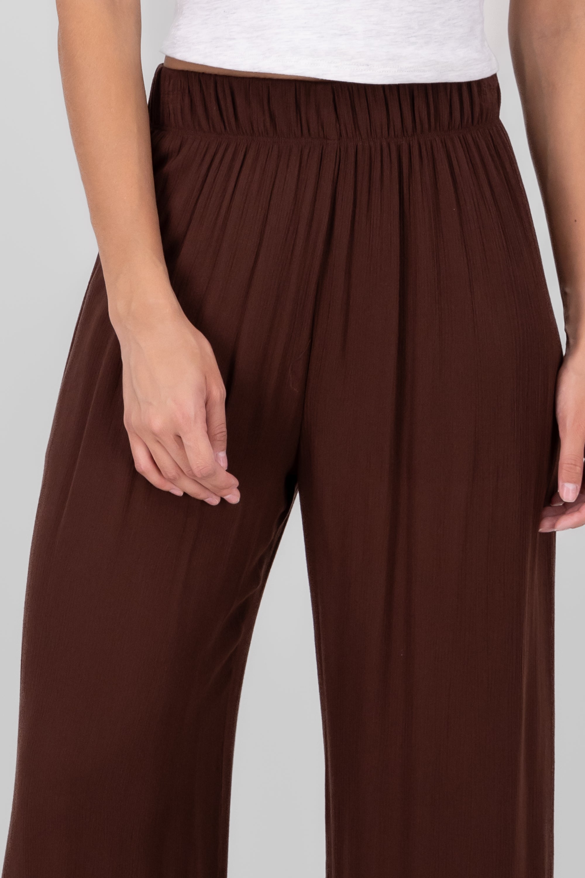 Pantalón Wide Leg Cintura Elástico CHOCOLATE