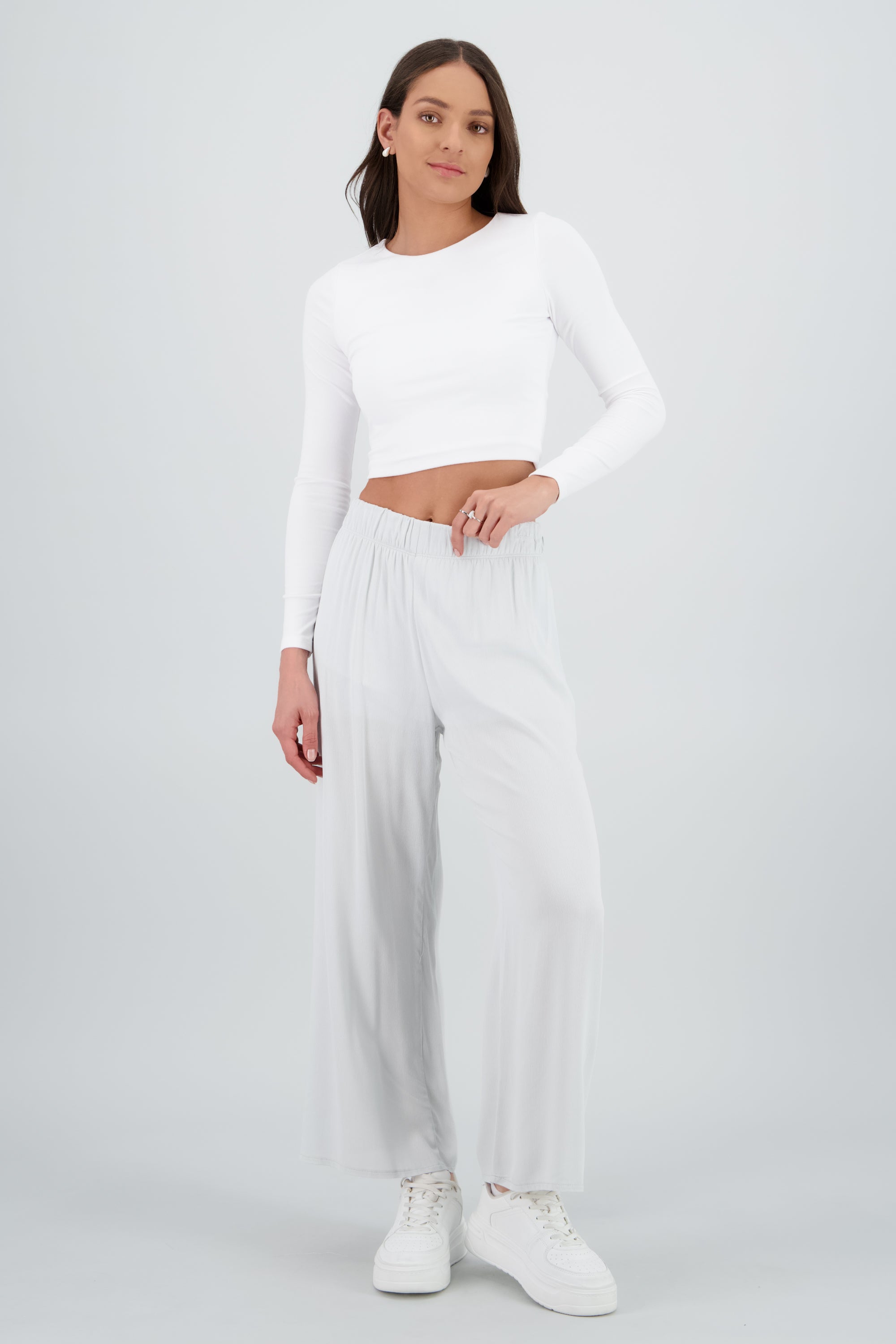 Pantalón Wide Leg Cintura Elástico GRIS