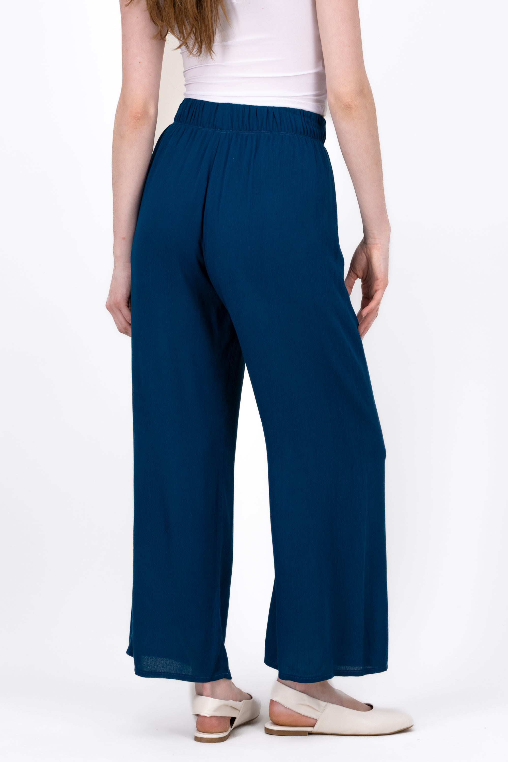 Pantalón Wide Leg Cintura Elástico PETROLEO