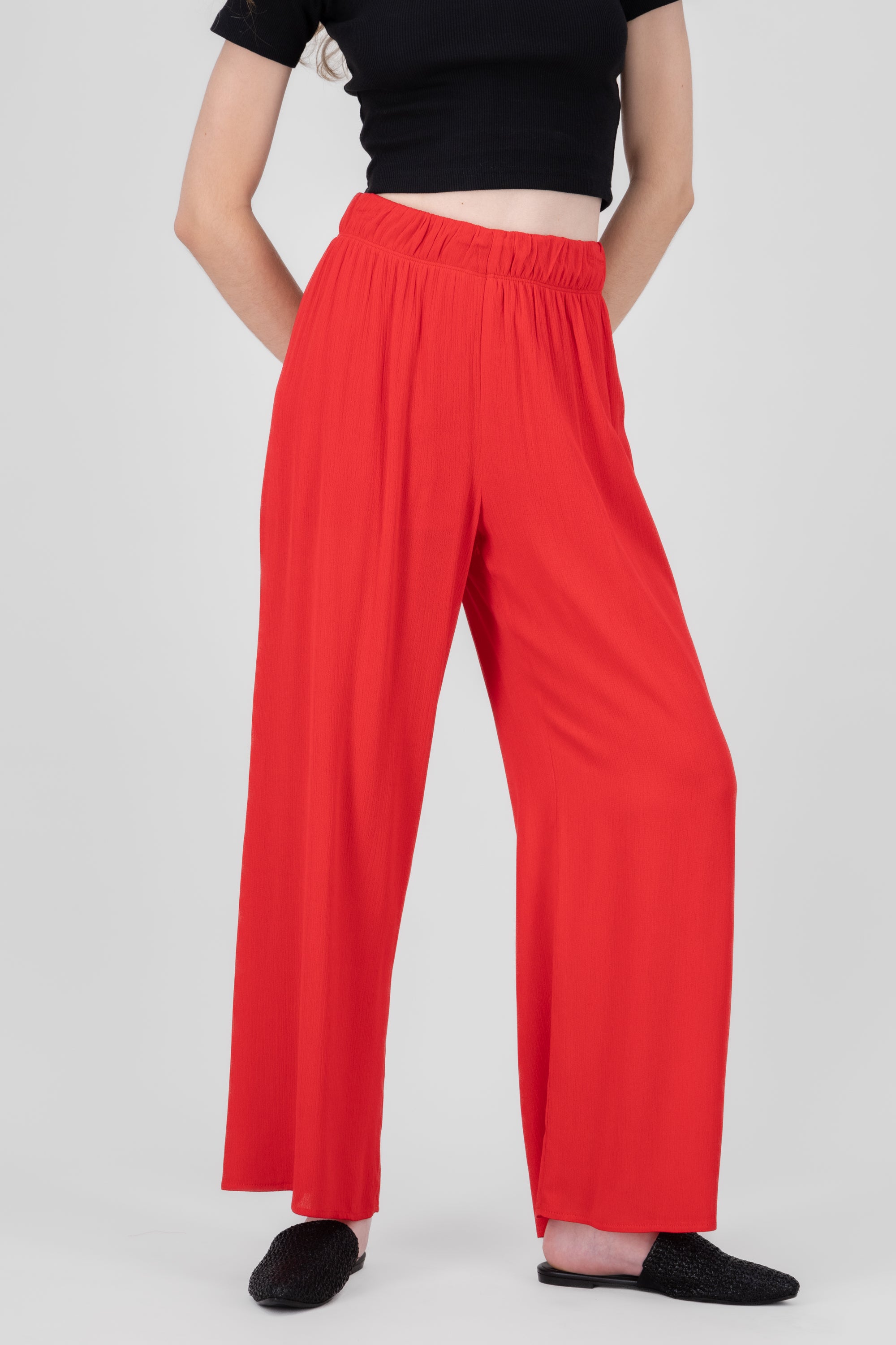 Pantalón Wide Leg Cintura Elástico ROJO QUEMADO