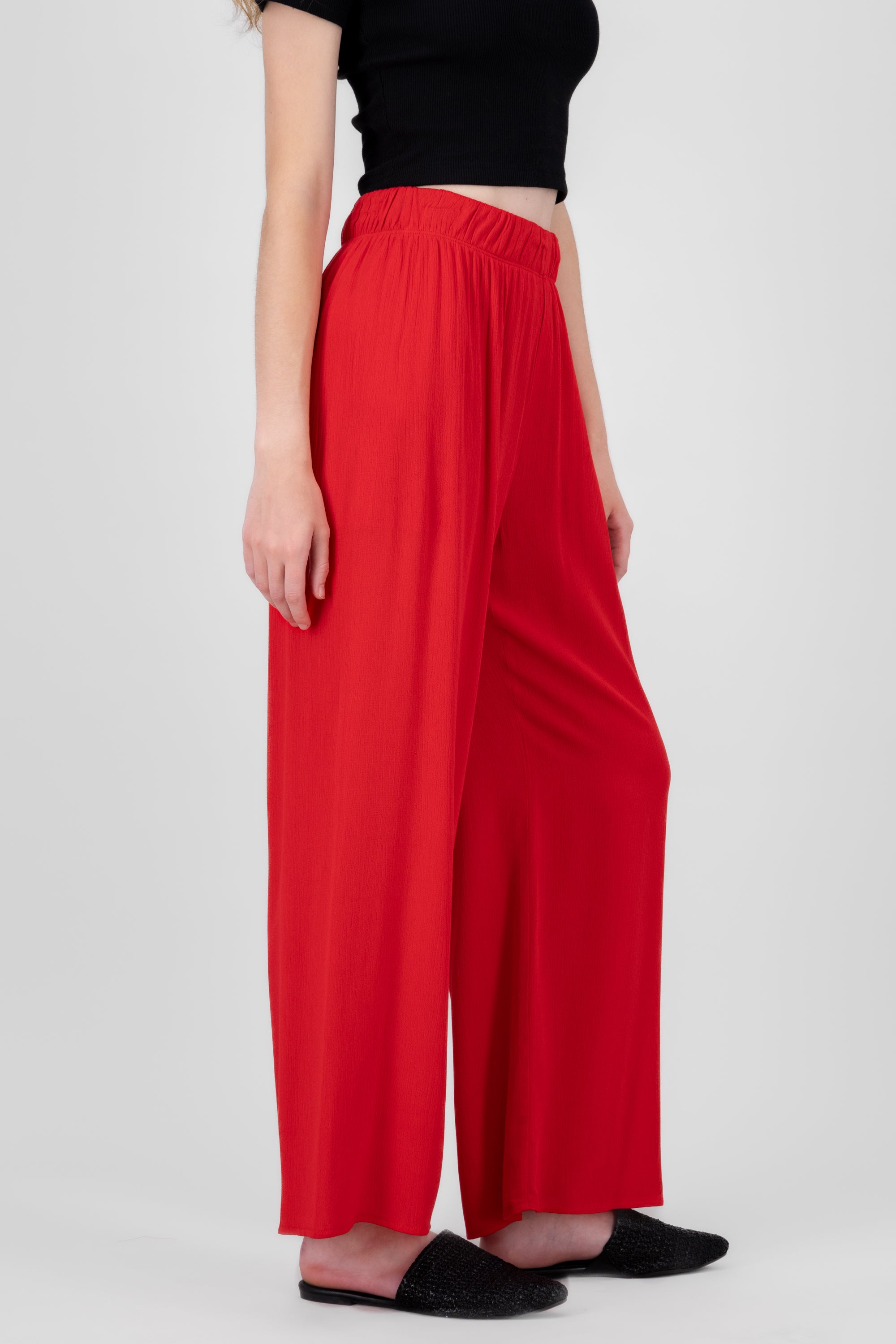 Pantalón Wide Leg Cintura Elástico ROJO QUEMADO