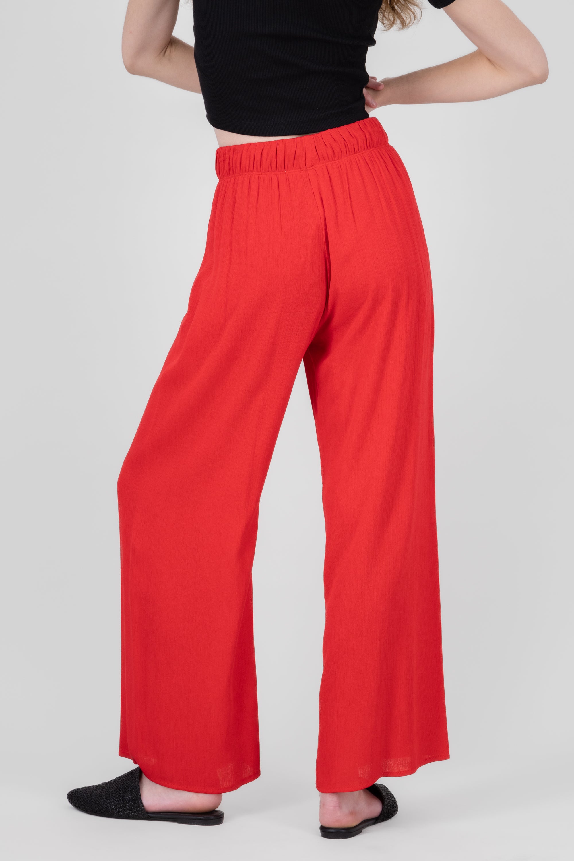 Pantalón Wide Leg Cintura Elástico ROJO QUEMADO