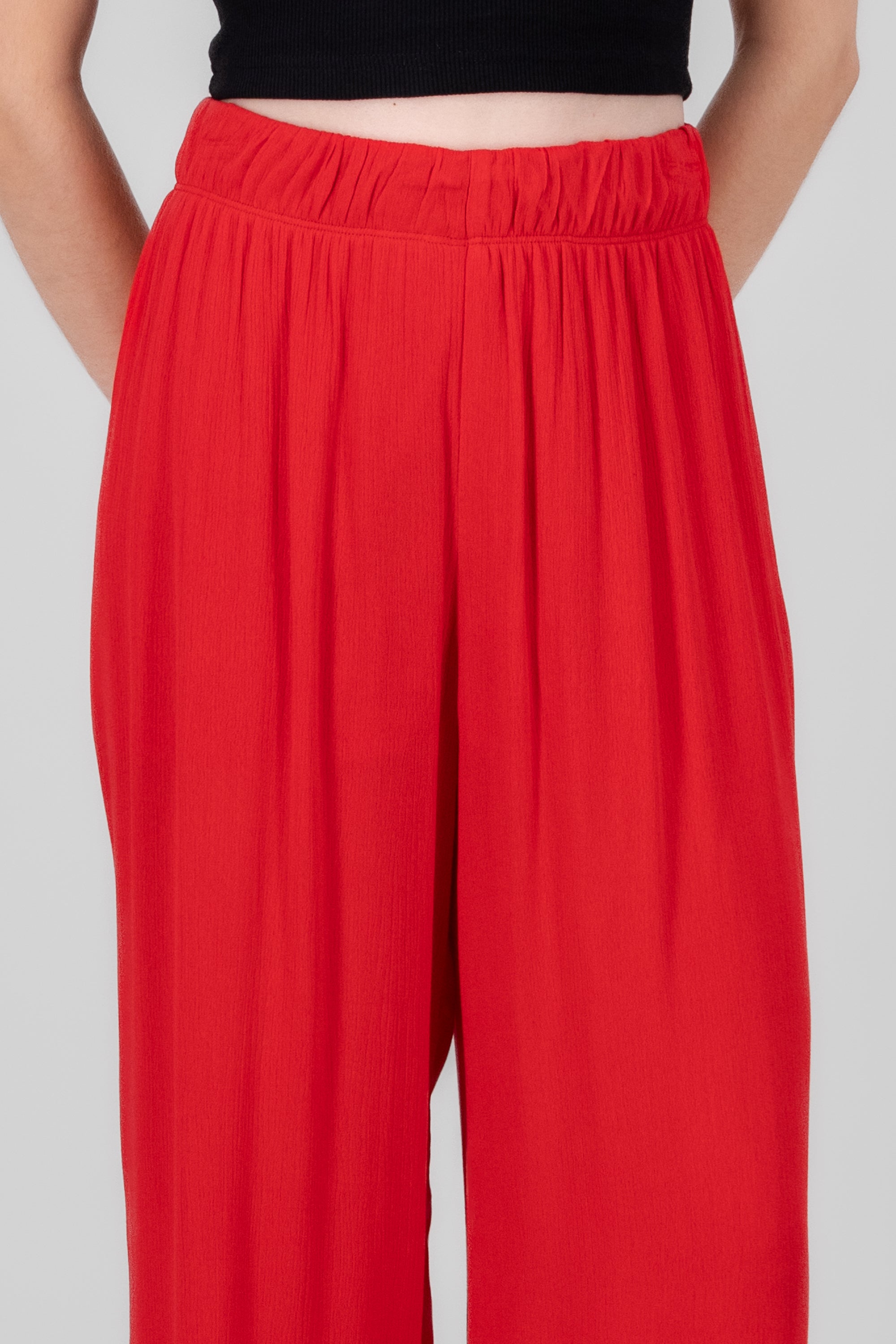 Pantalón Wide Leg Cintura Elástico ROJO QUEMADO