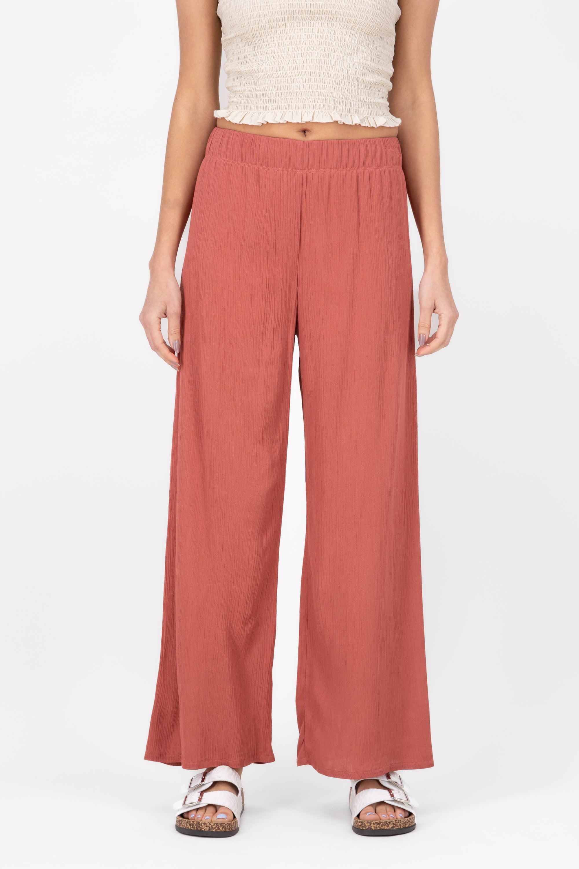 Pantalón Wide Leg Cintura Elástico MARSALA