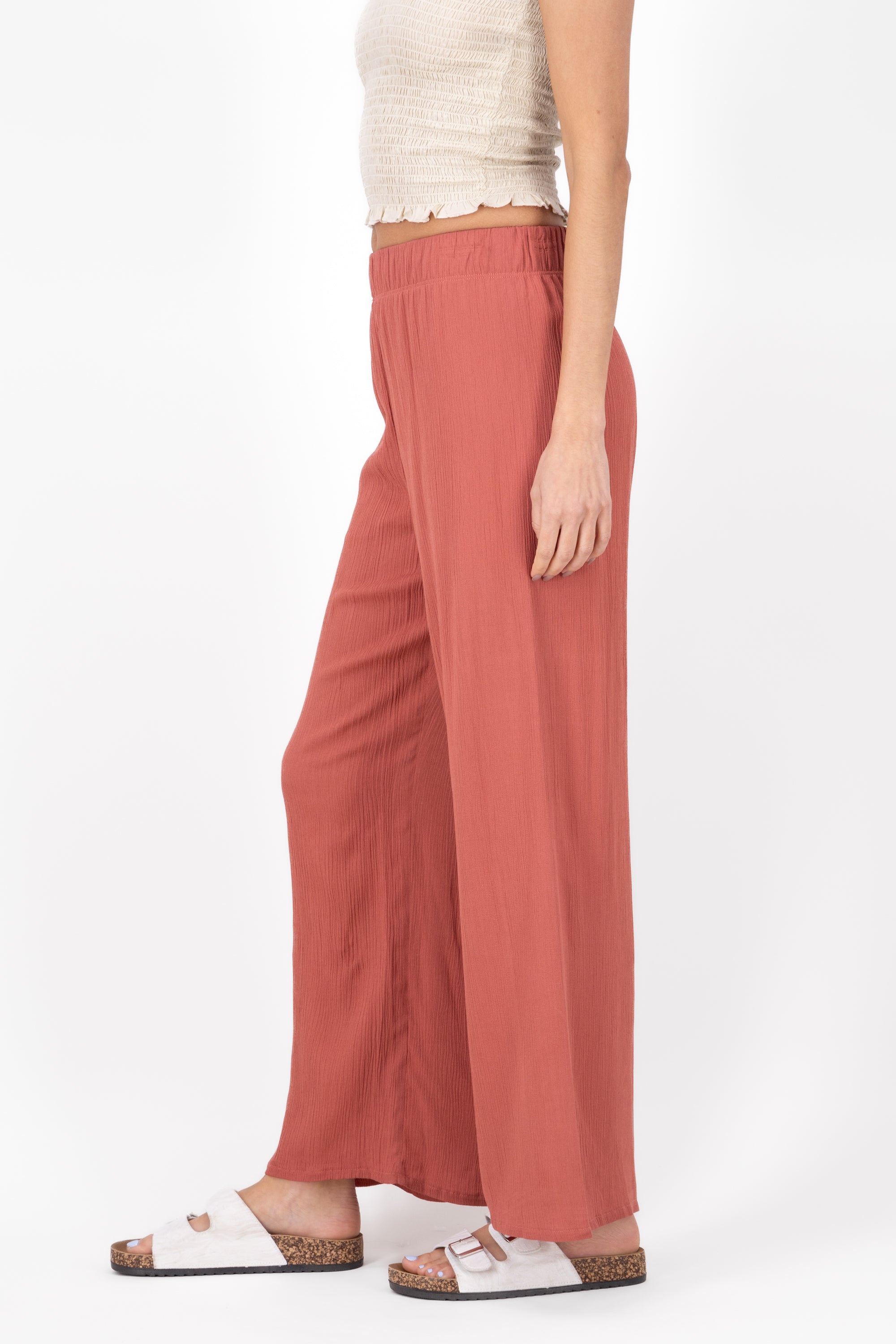 Pantalón Wide Leg Cintura Elástico MARSALA