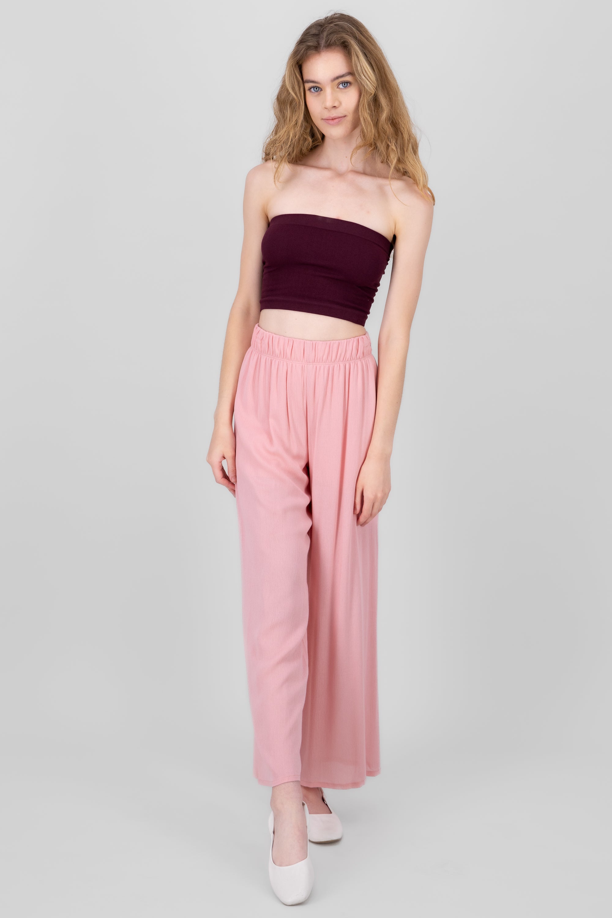 Pantalón Wide Leg Cintura Elástico PALO DE ROSA