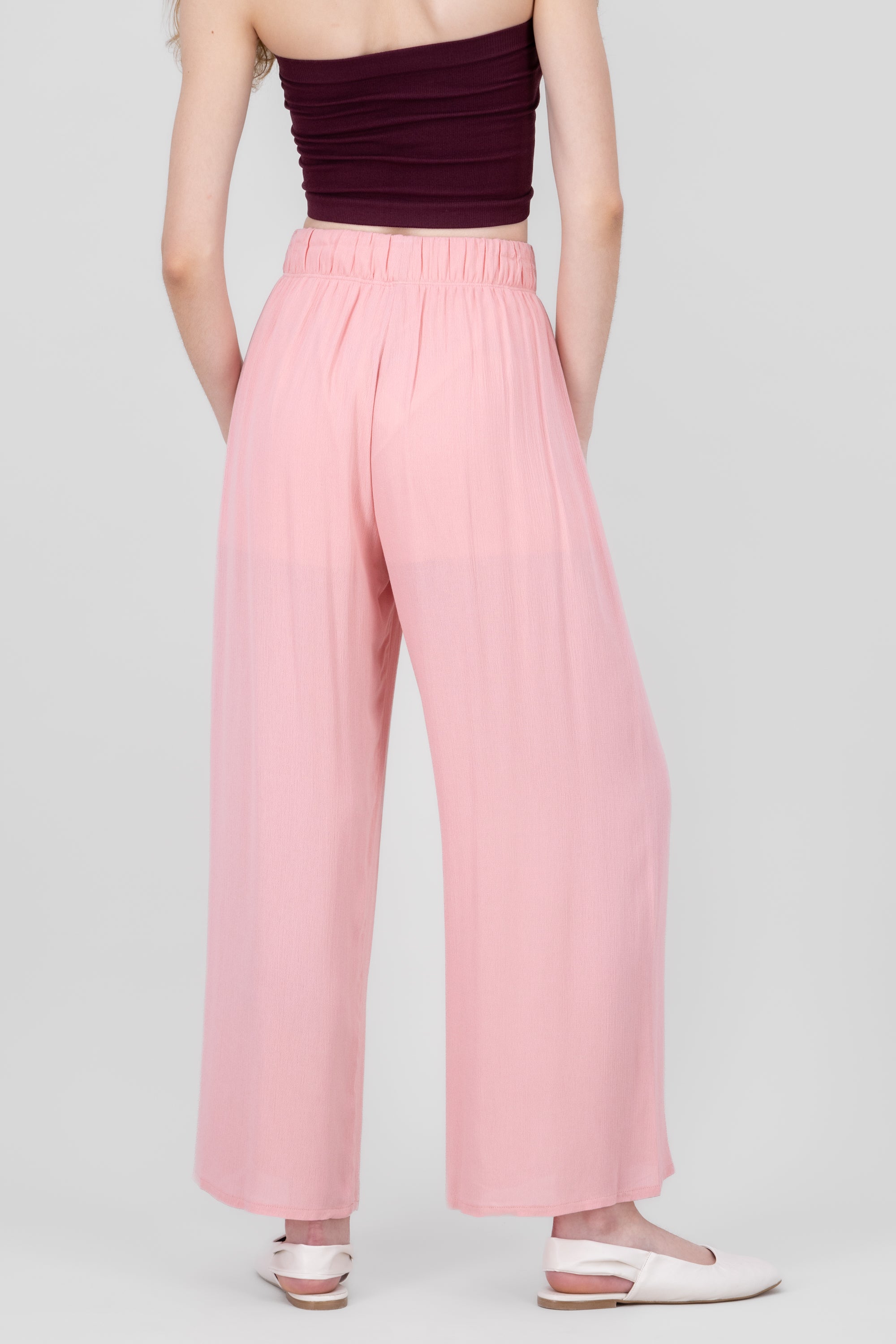 Pantalón Wide Leg Cintura Elástico PALO DE ROSA