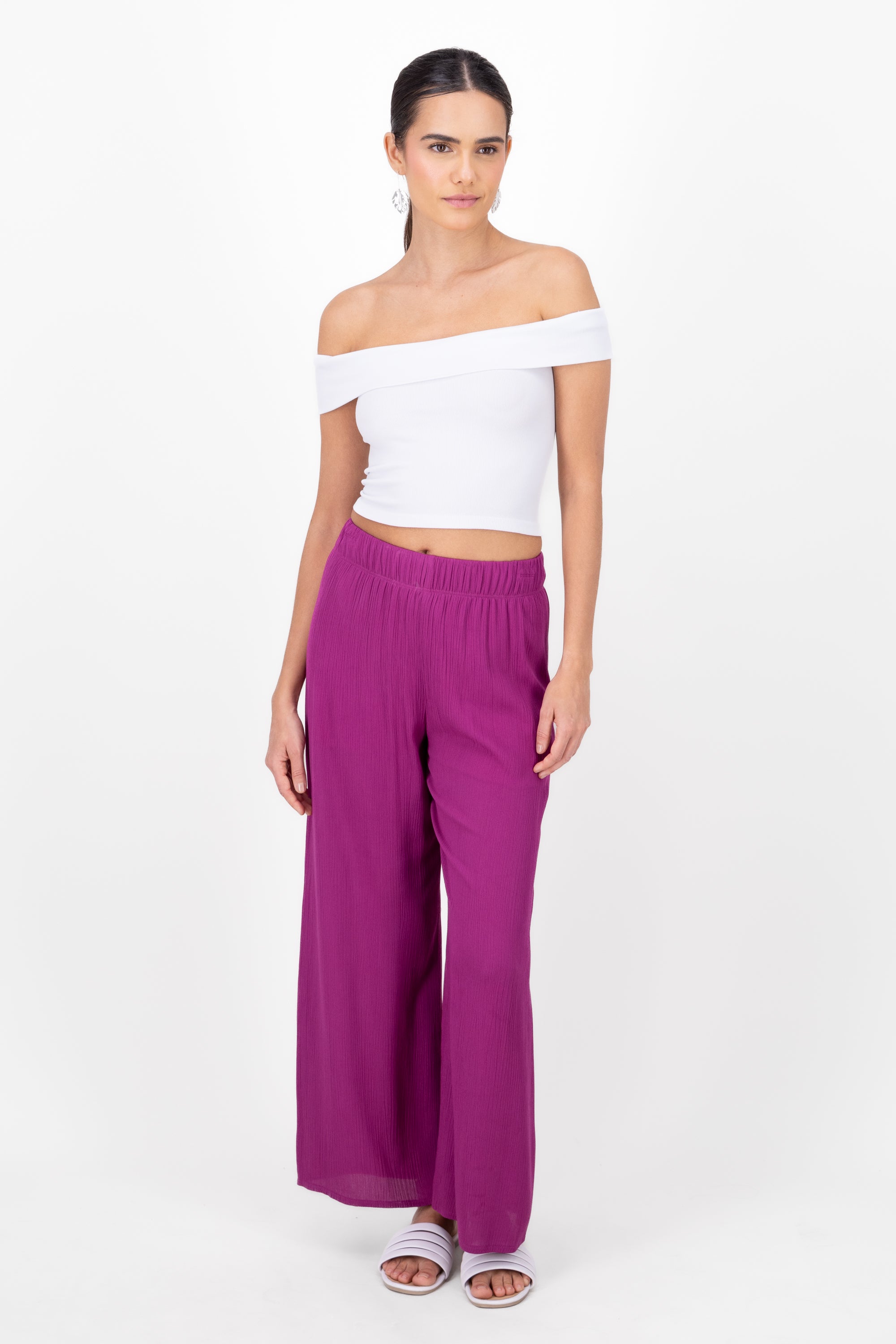 Pantalón Wide Leg Cintura Elástico BUGAMBILIA