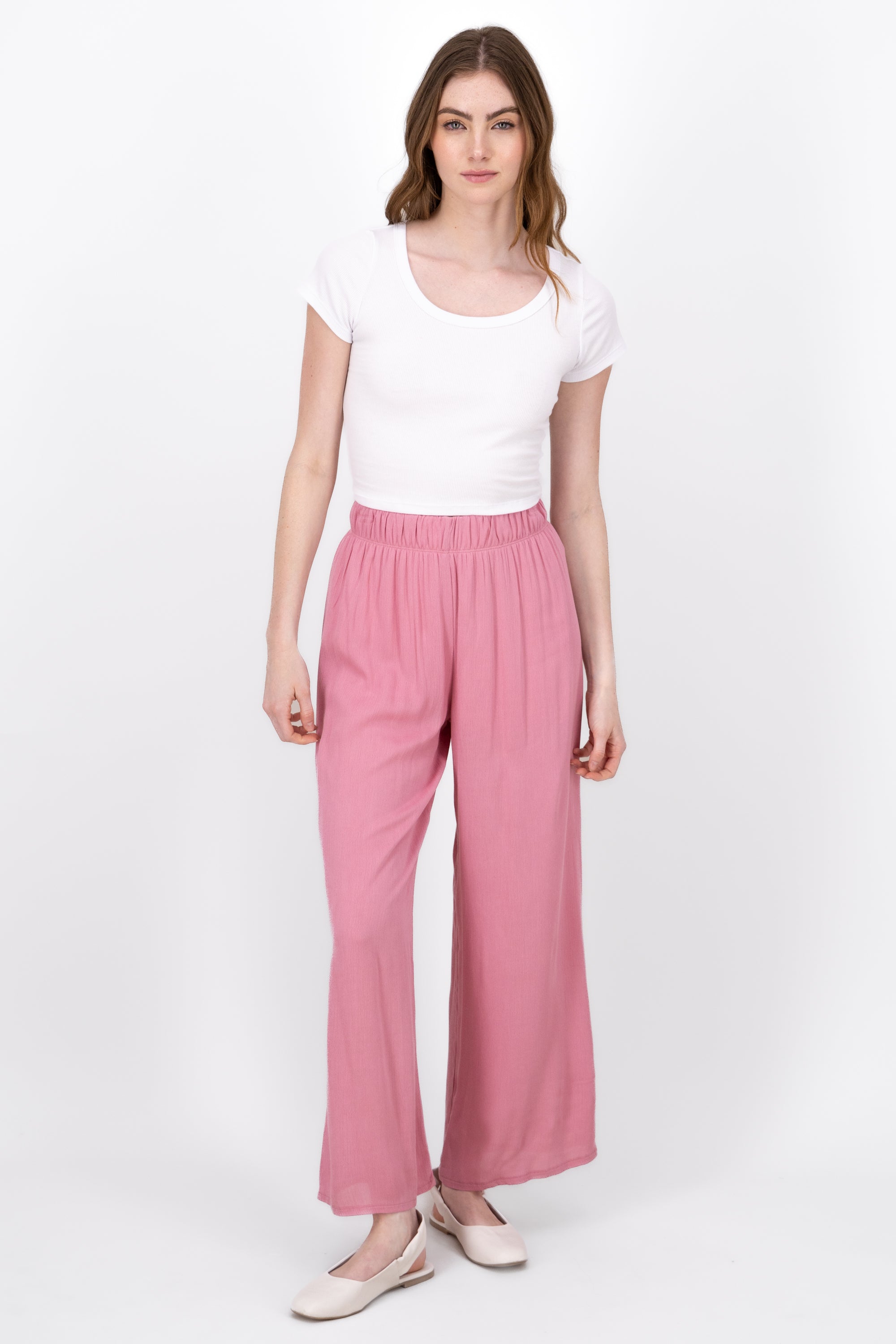 Pantalón Wide Leg Cintura Elástico BLUSH