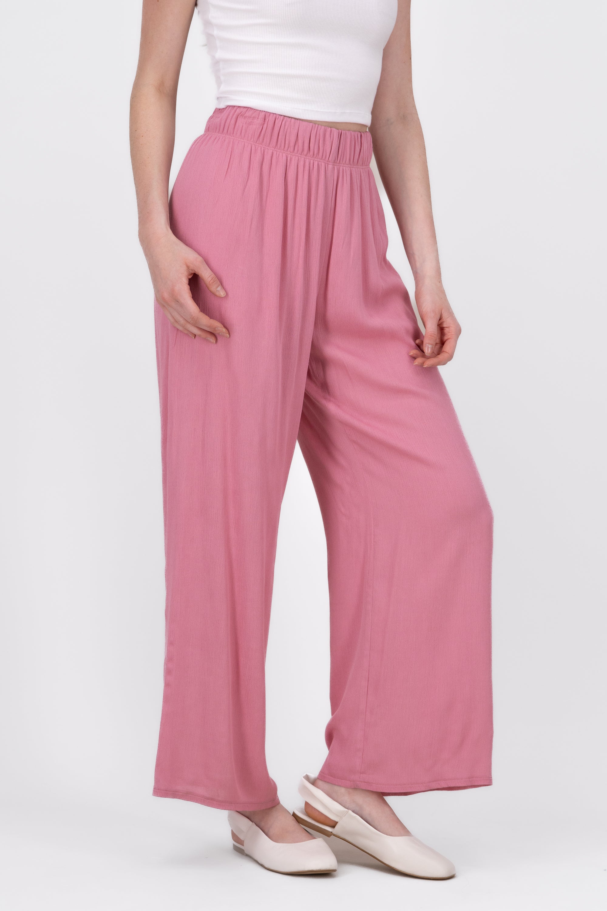 Pantalón Wide Leg Cintura Elástico BLUSH