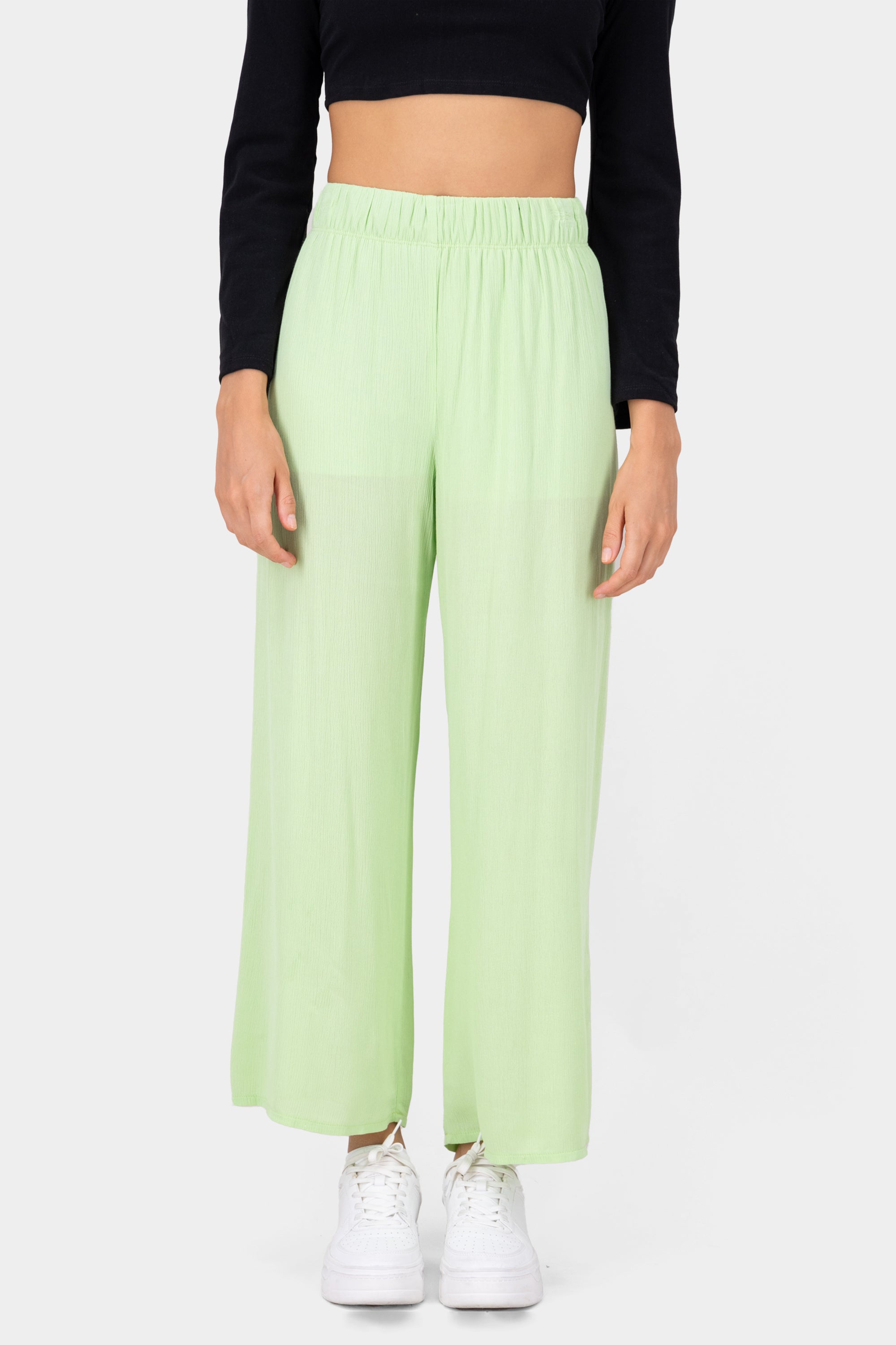 Pantalón Wide Leg Cintura Elástico VERDE