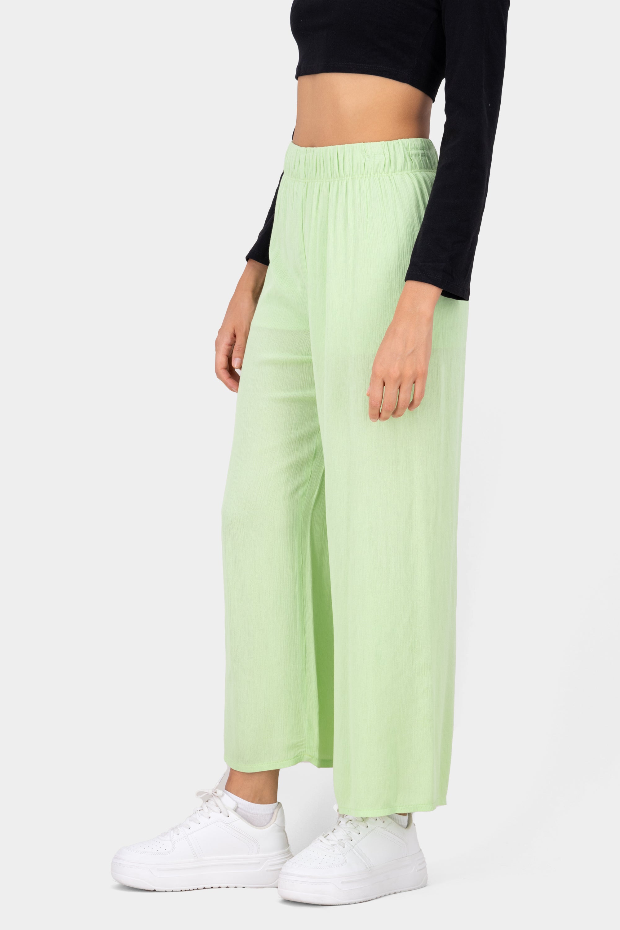 Pantalón Wide Leg Cintura Elástico VERDE