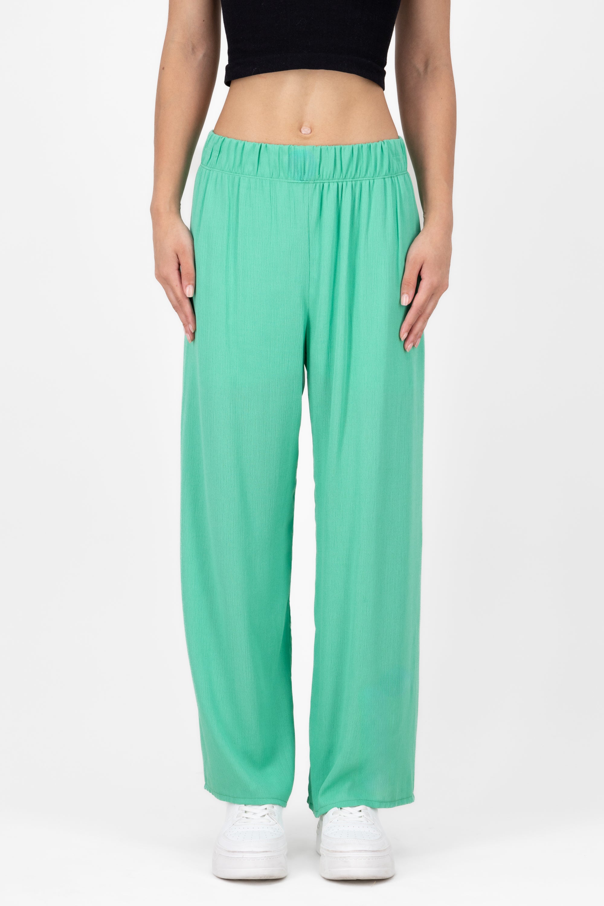 Pantalón Wide Leg Cintura Elástico VERDE CLARO