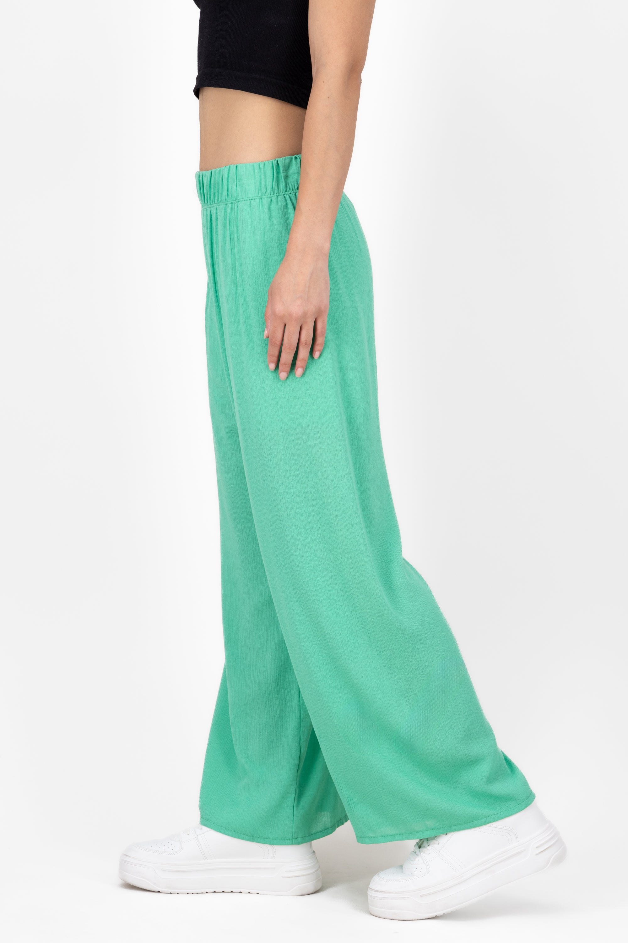 Pantalón Wide Leg Cintura Elástico VERDE CLARO