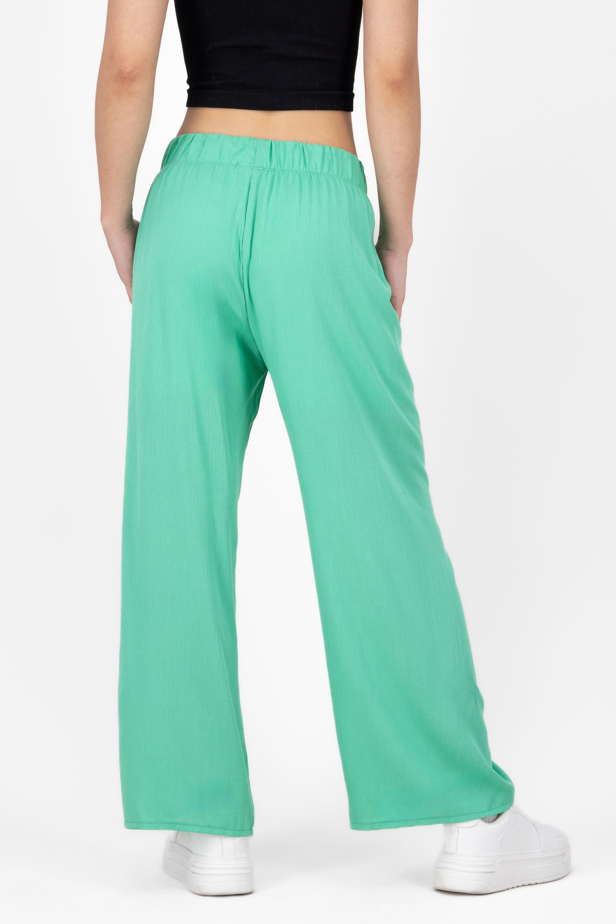 Pantalón Wide Leg Cintura Elástico VERDE CLARO