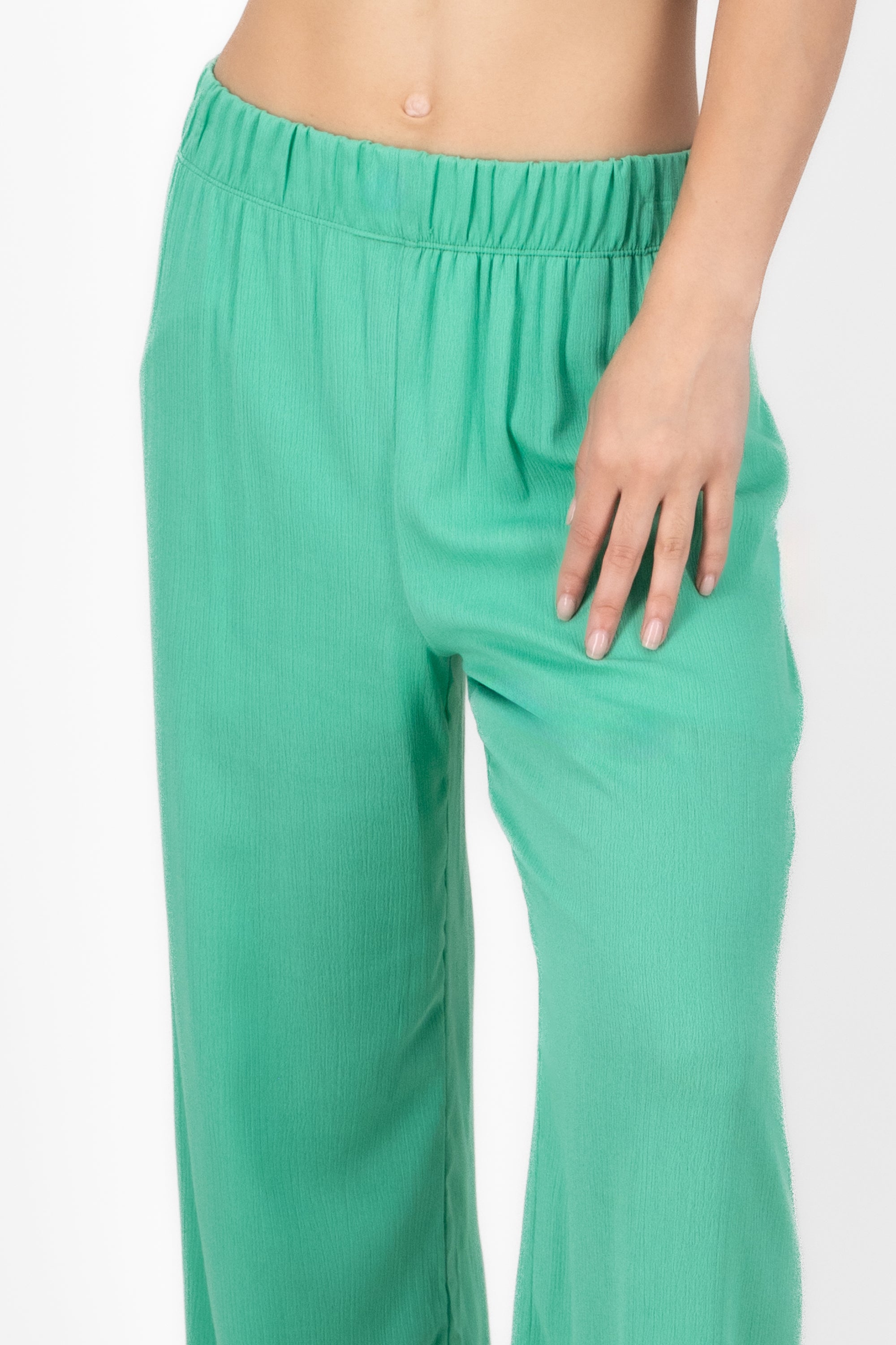 Pantalón Wide Leg Cintura Elástico VERDE CLARO