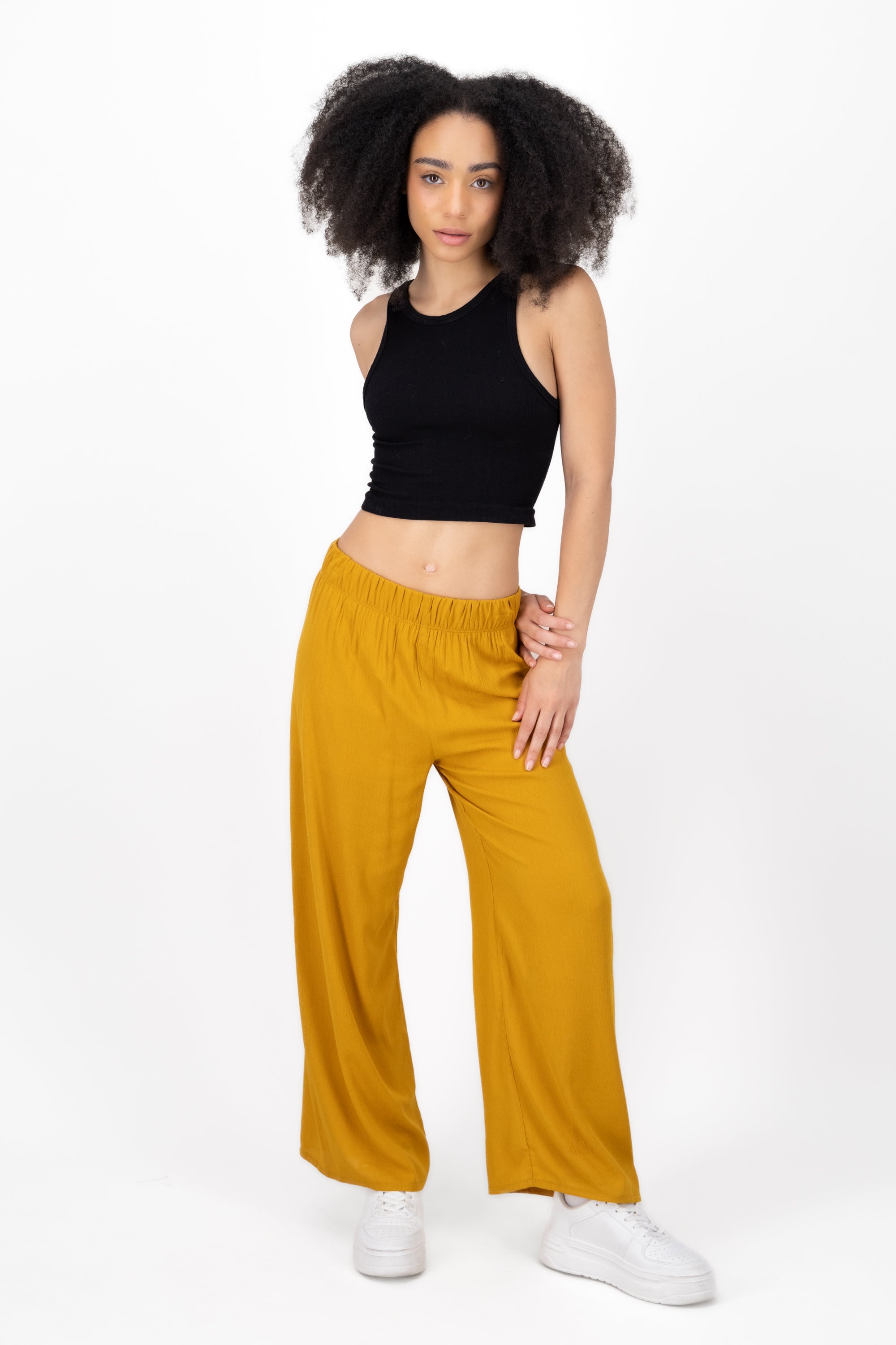 Pantalón Wide Leg Cintura Elástico AMARILLO OBSCURO