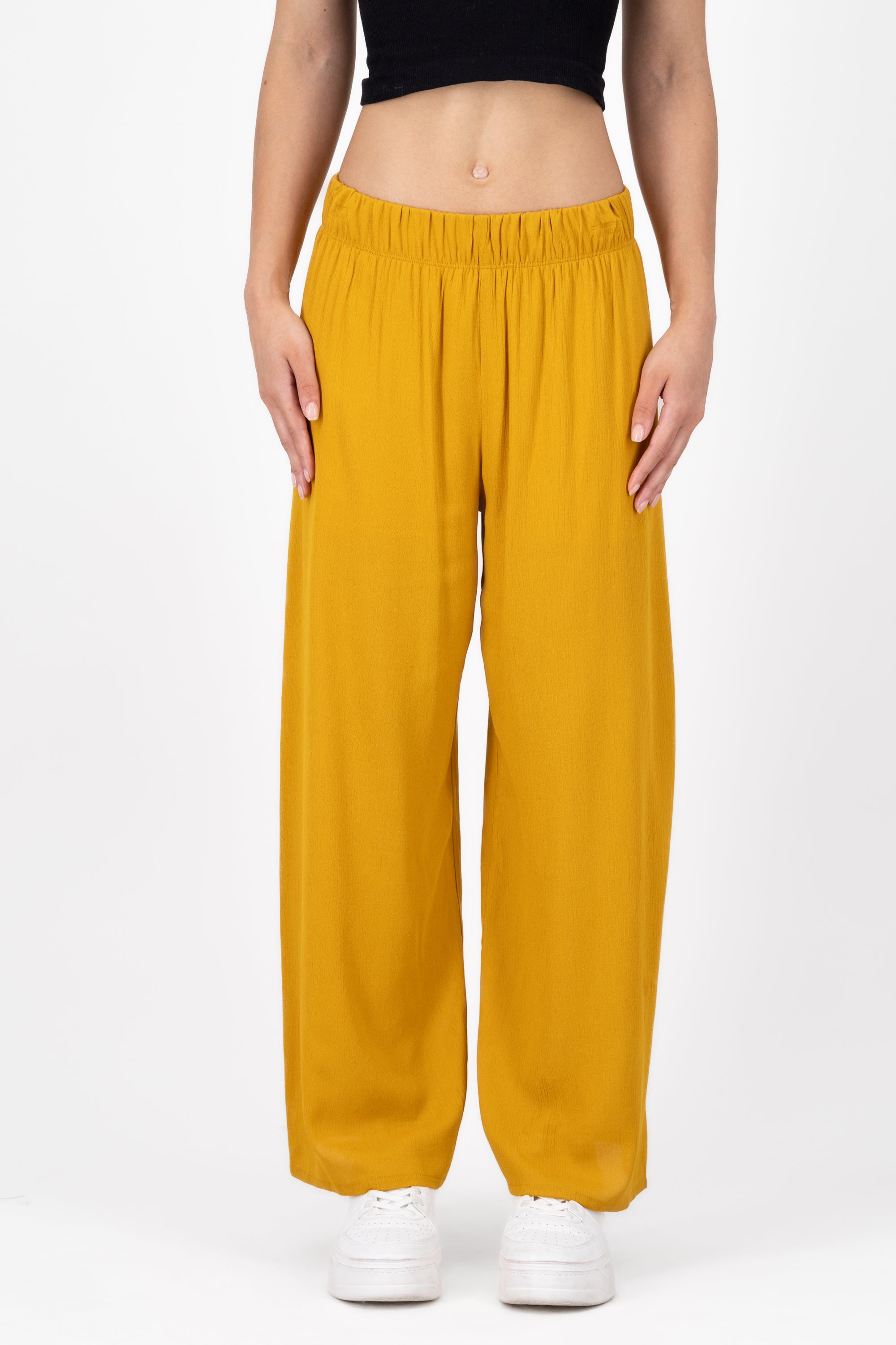 Pantalón Wide Leg Cintura Elástico AMARILLO OBSCURO