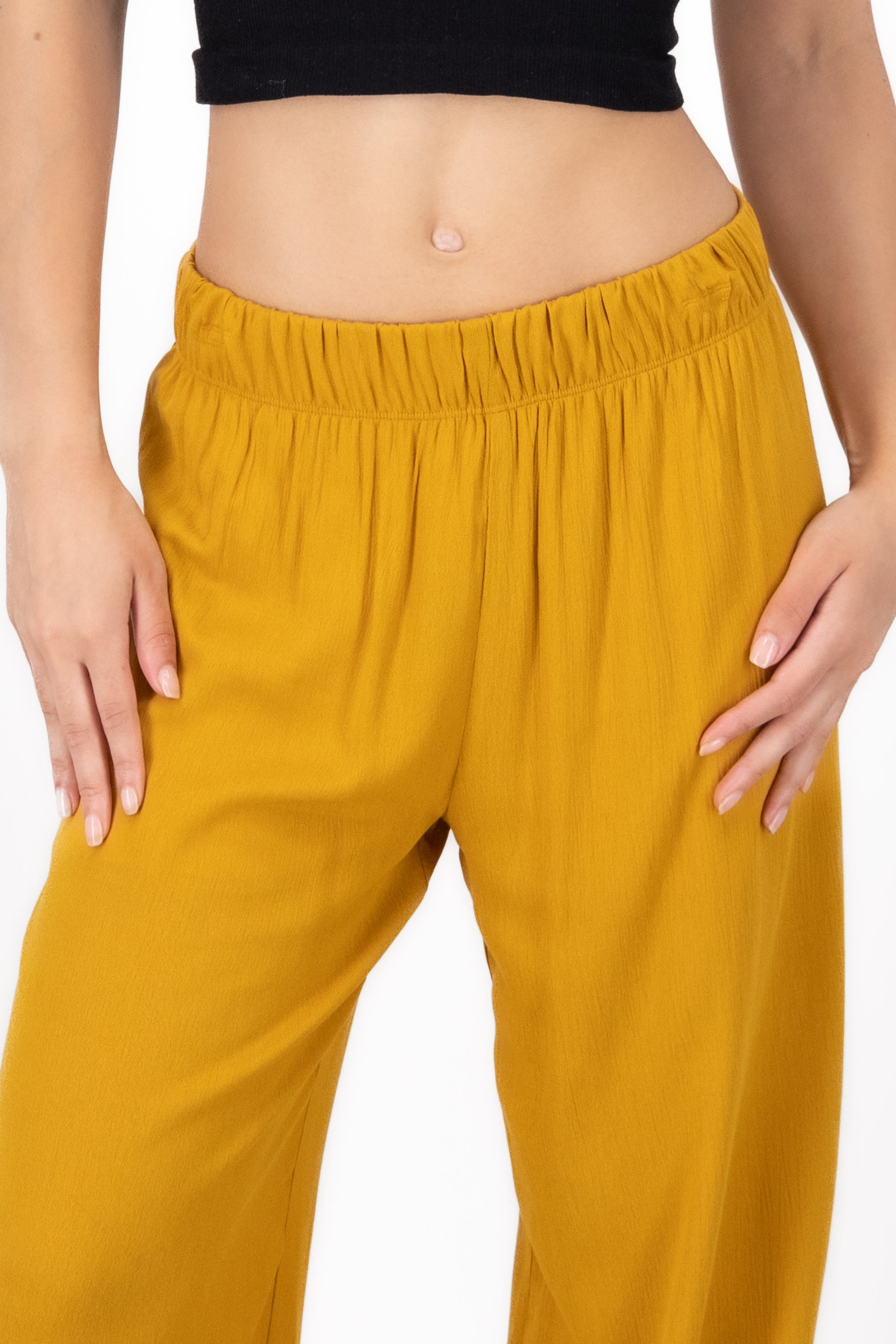 Pantalón Wide Leg Cintura Elástico AMARILLO OBSCURO