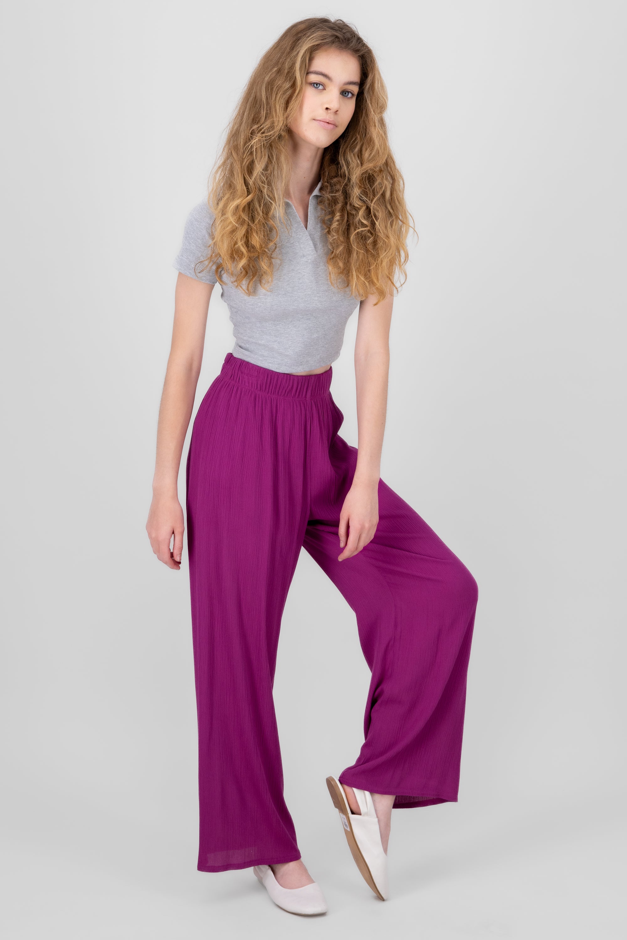 Pantalón Wide Leg Cintura Elástico MAGENTA