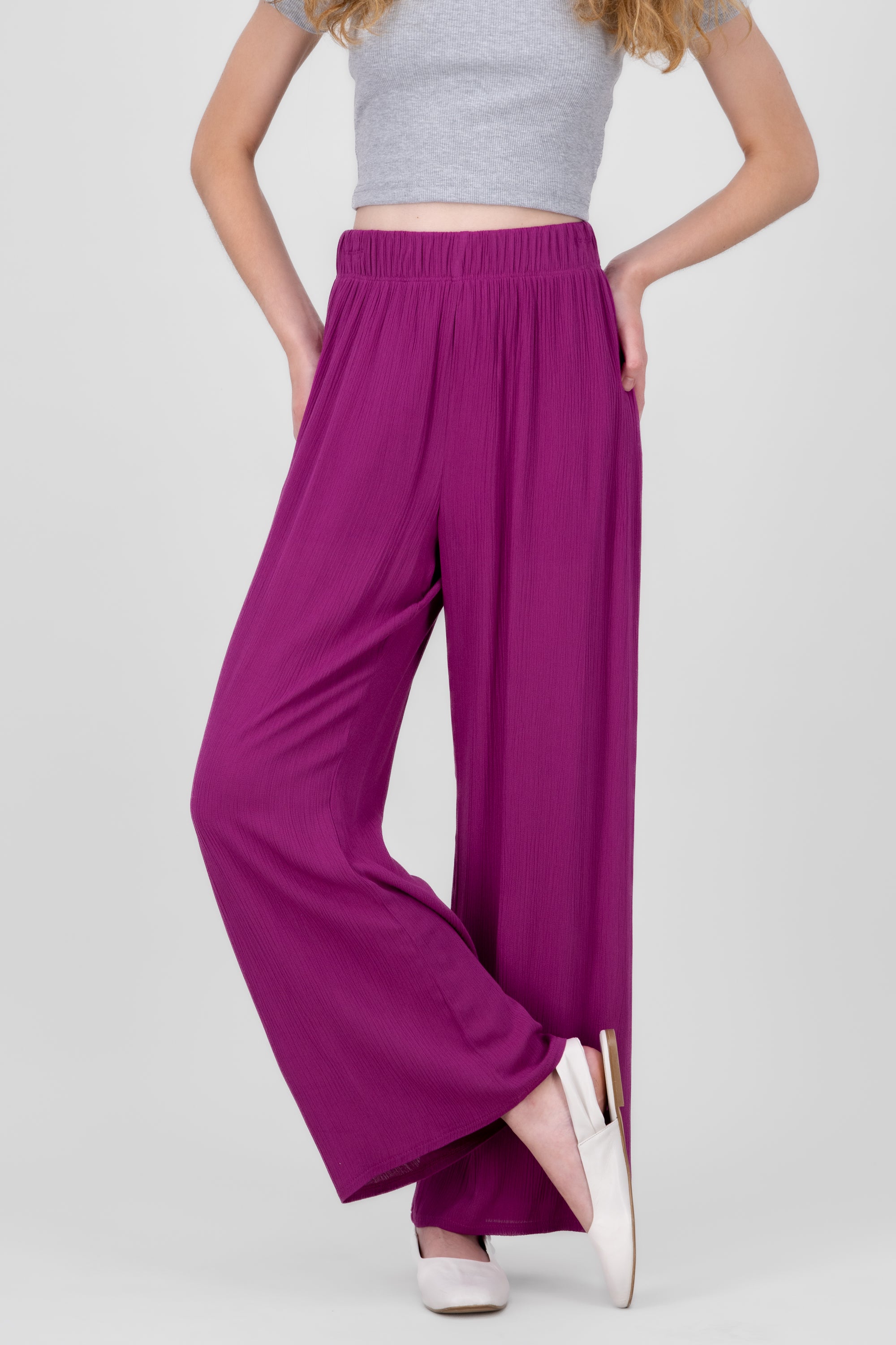 Pantalón Wide Leg Cintura Elástico MAGENTA